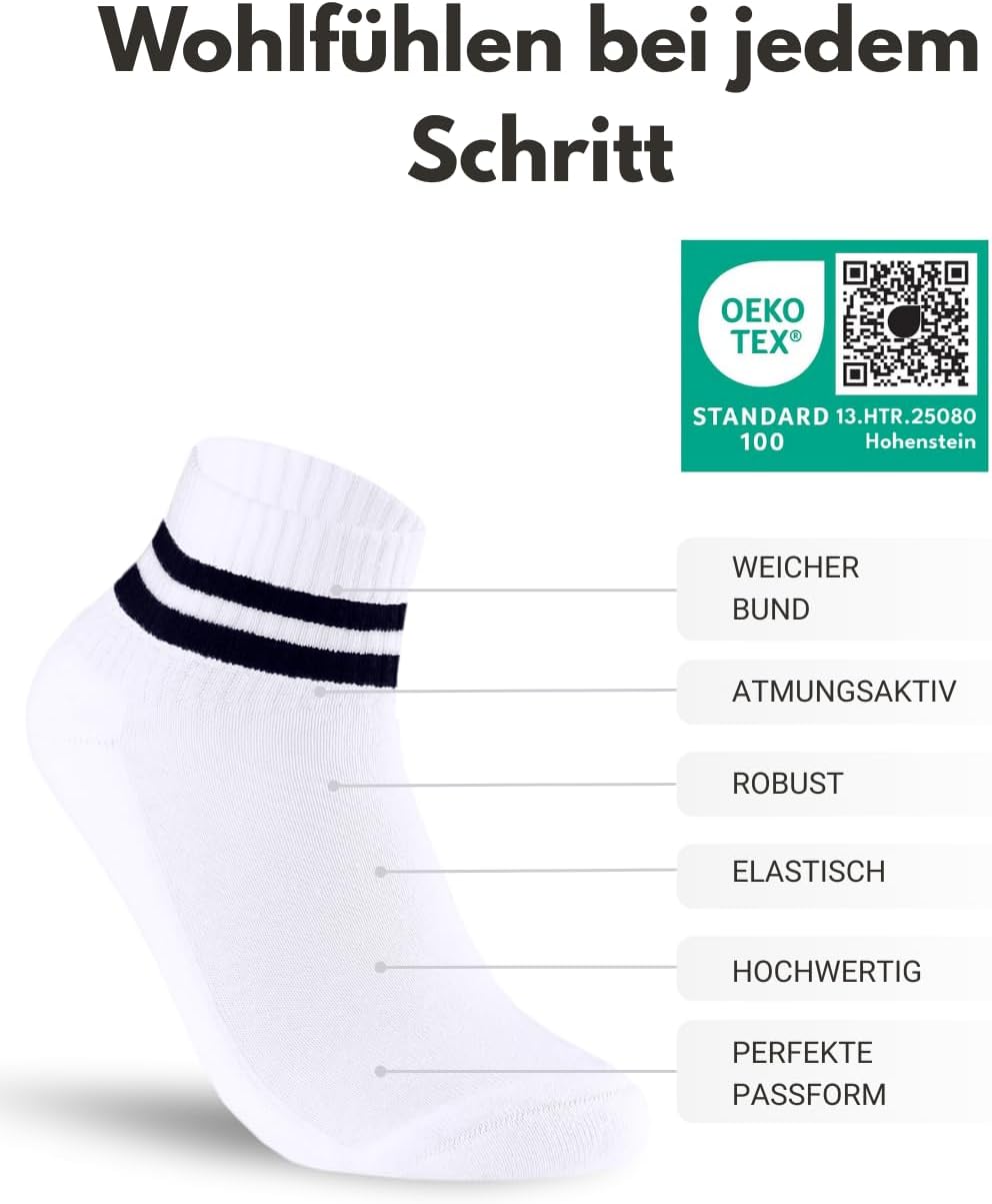 Thumbnail 2 de sockenkauf24 10 Paar kurze Sportsocken Quarter Tennissocken – atmungsaktiv, robust und komfortabel