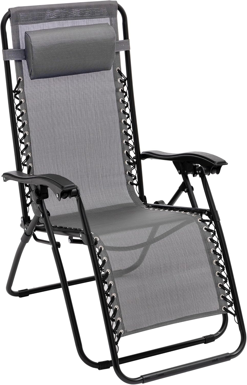 Baroni Home Sedia Sdraio Zero Gravity pieghevole da esterno 165x65x93 cm grigio