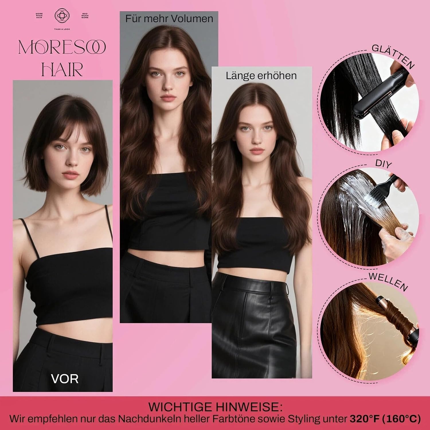 Thumbnail 5 de Moresoo Tape Extensions Echthaar – 20 Stk Dunkelbraun, 45 cm, 50 g, glattes Haar