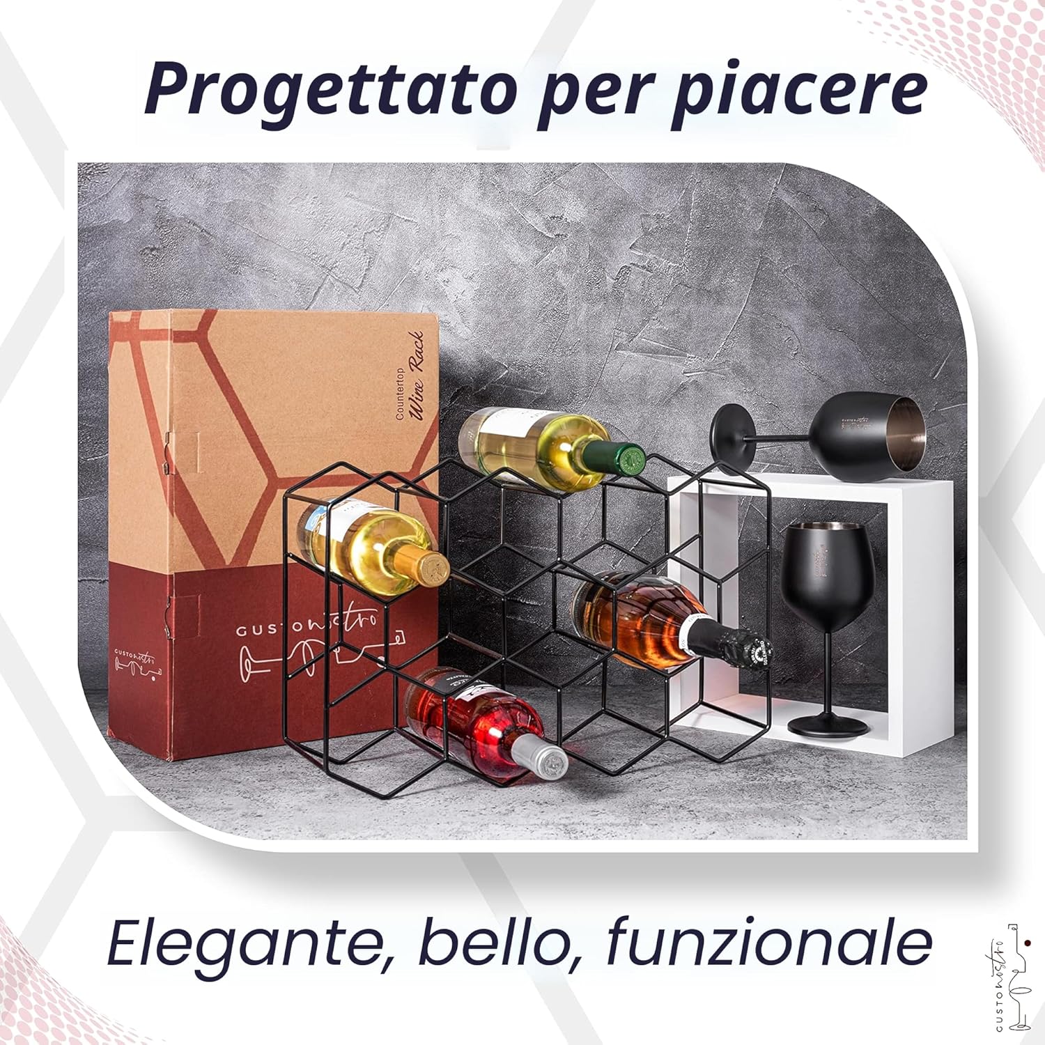Thumbnail 3 de Gusto Nostro Portabottiglie da Tavolo 14 Bottiglie Nero