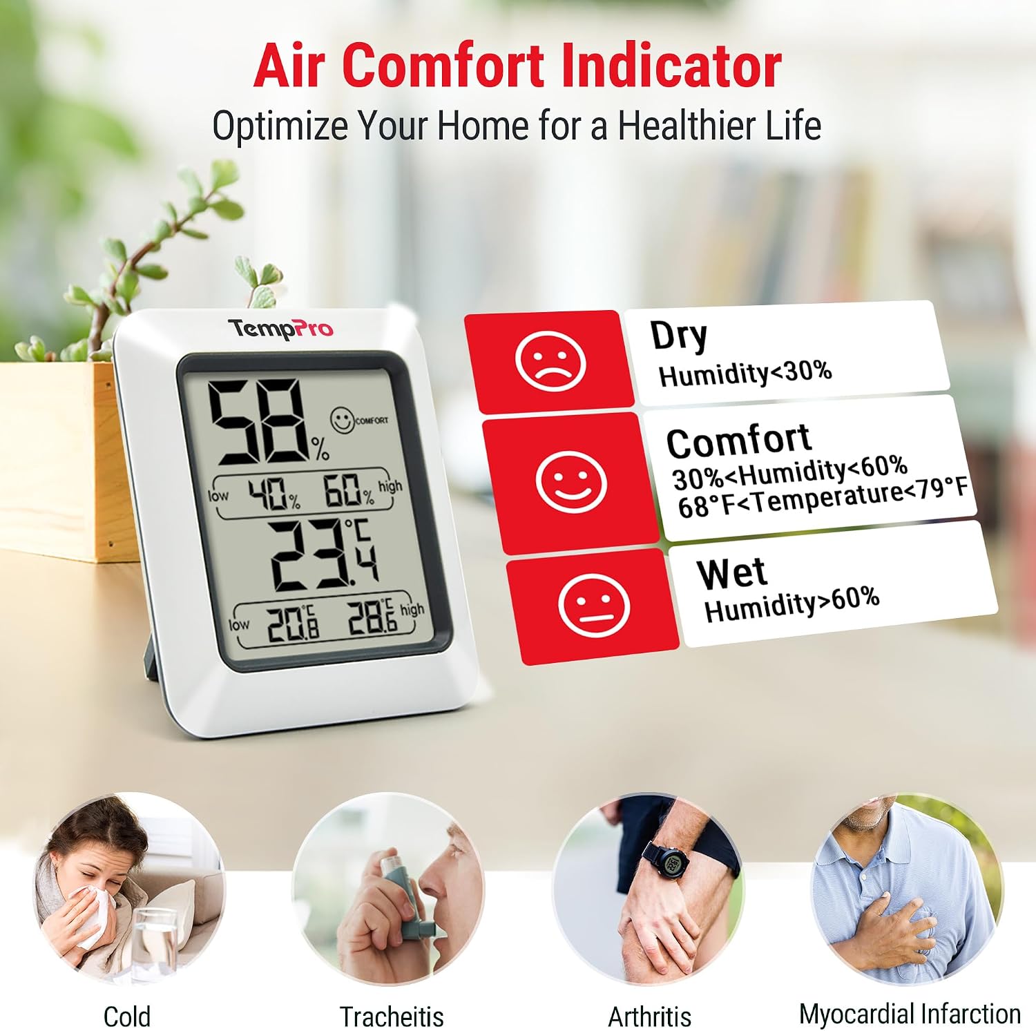 Detalle de ThermoPro digitales Thermo-Hygrometer für Innenraumklima mit Aufzeichnung von Temperatur & Luftfeuchtigkeit