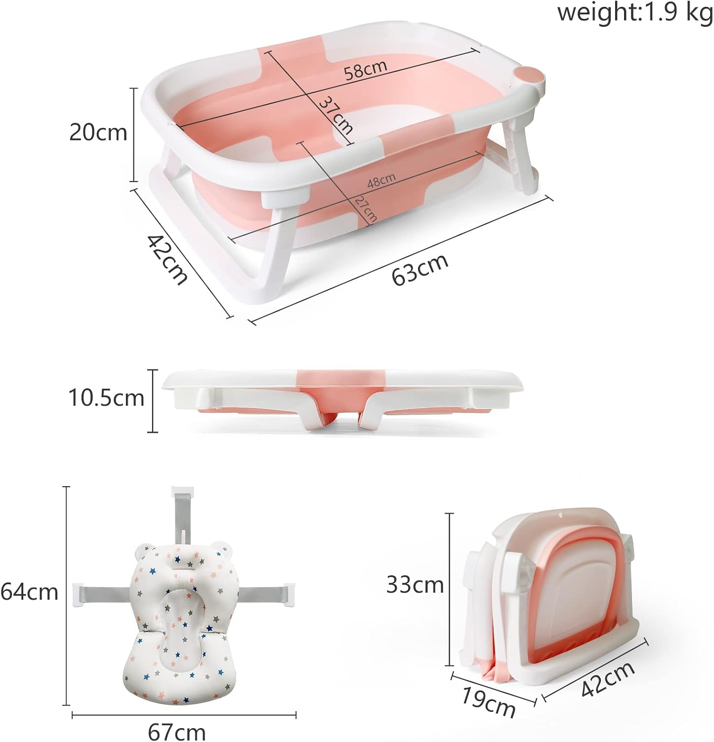 Thumbnail 4 de Collapsible Baby Bath Foldable Tub 63 cm