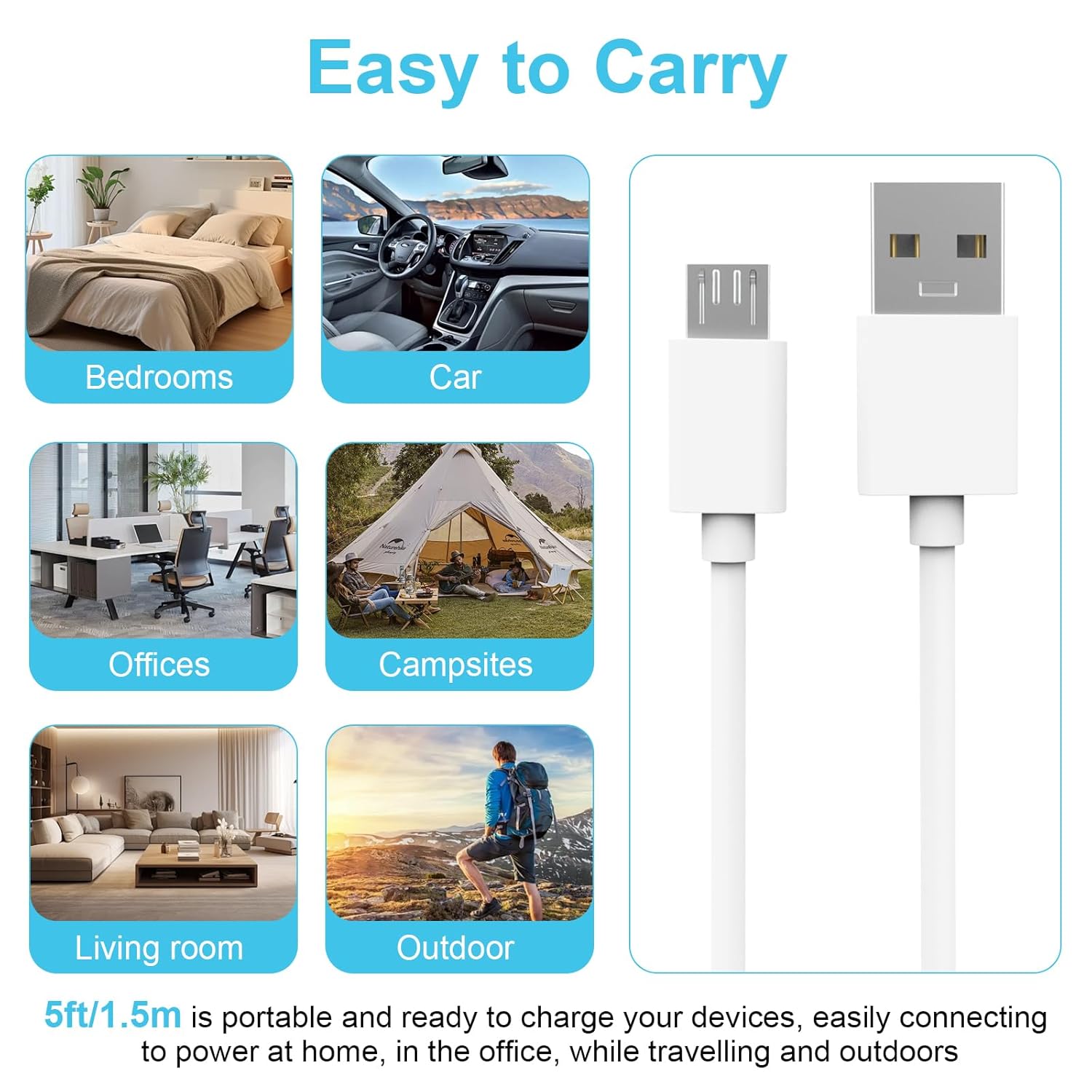 Thumbnail 5 de Zosvoses Micro USB Charging Cable for Simplehuman Mirrors (5ft)