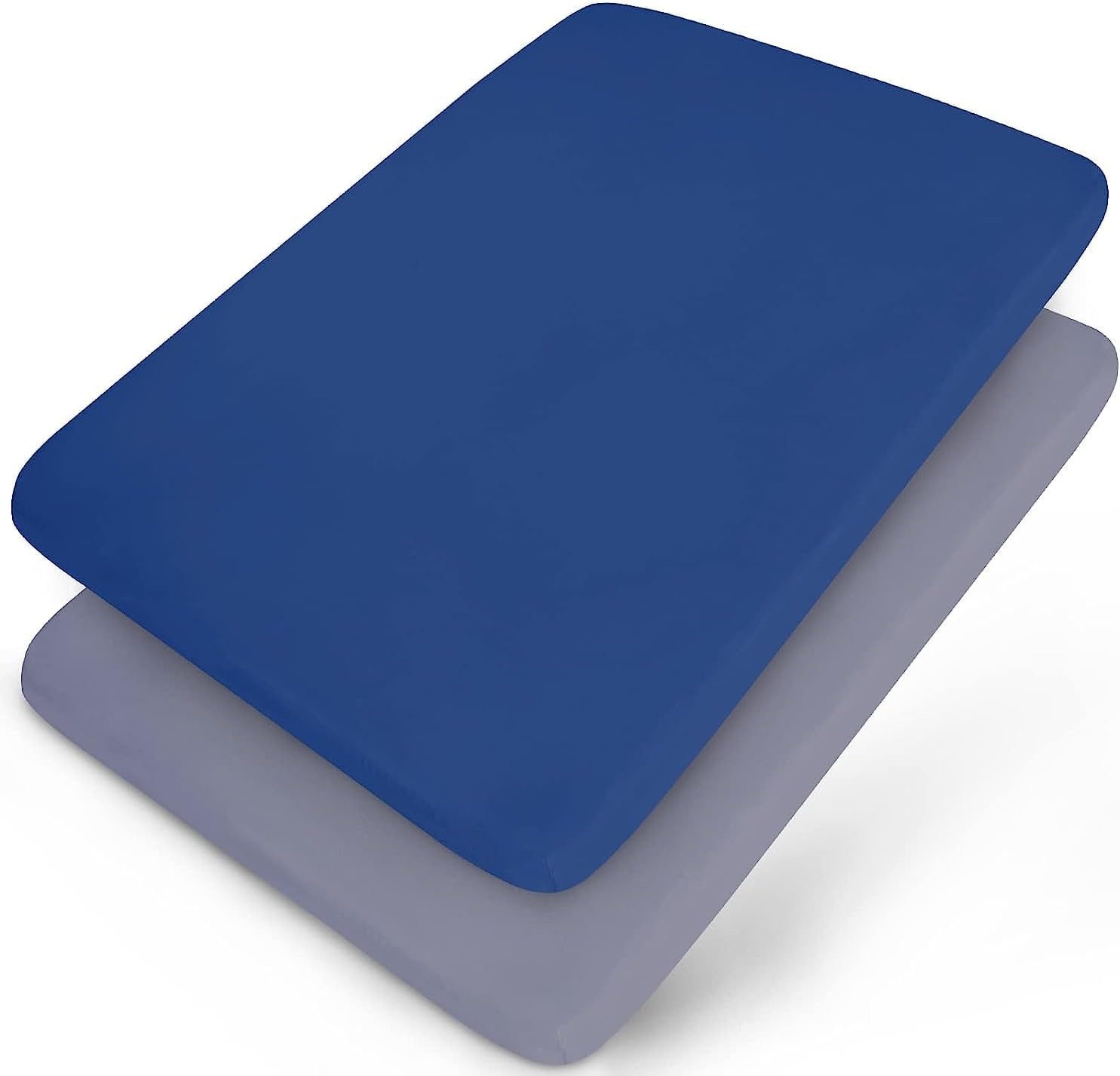 Travel Cot Sheets 95x65cm Fitted – 2 Pack, Ultra Soft & Breathable Microfiber (Navy & Grey) for Joie & Maxi-Cosi Iris