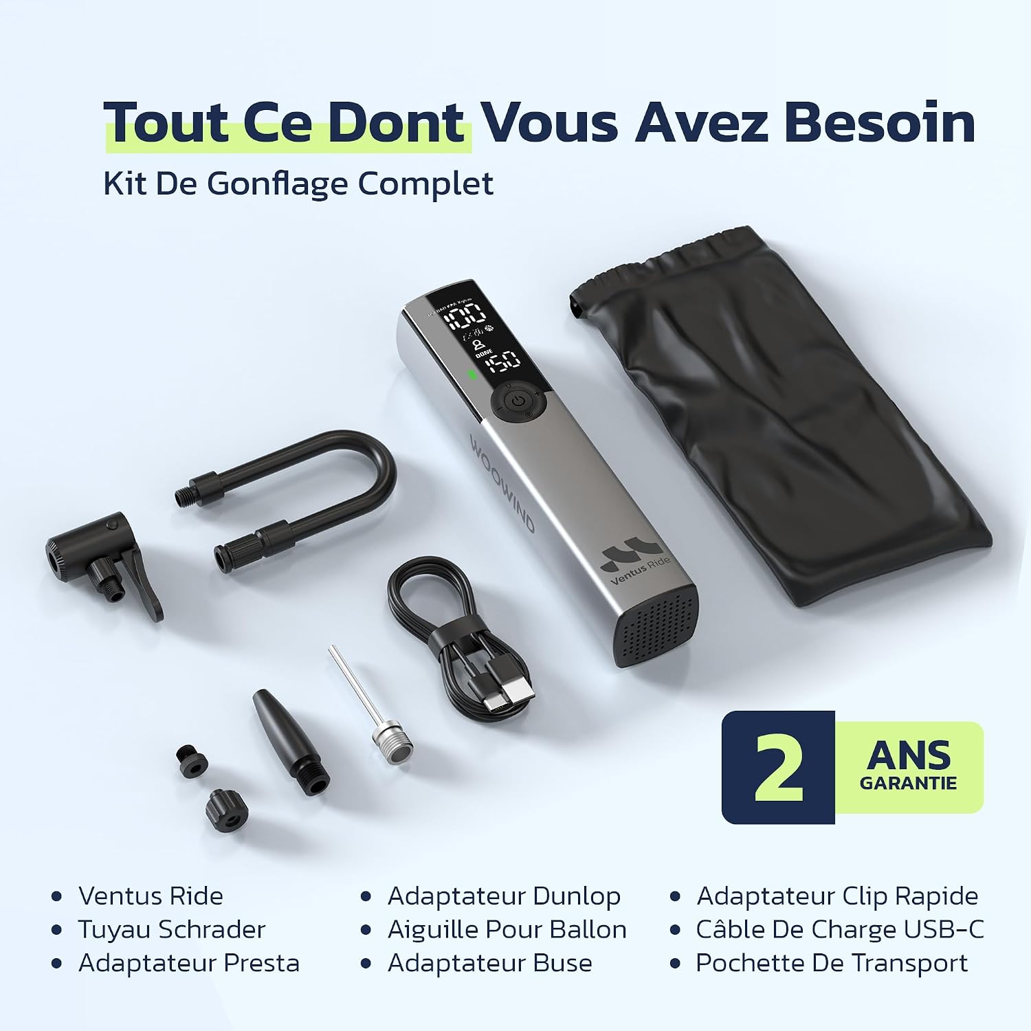 Thumbnail 6 de Woowind Ventus Ride BP188G elektrische fietspomp, 10,3 bar en USB-C