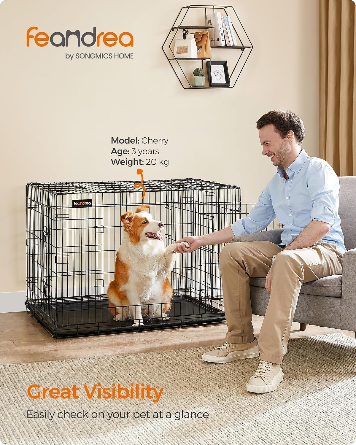 Detalle 2 de Feandrea PPD42BK cage 107 x 70 x 77,5 cm