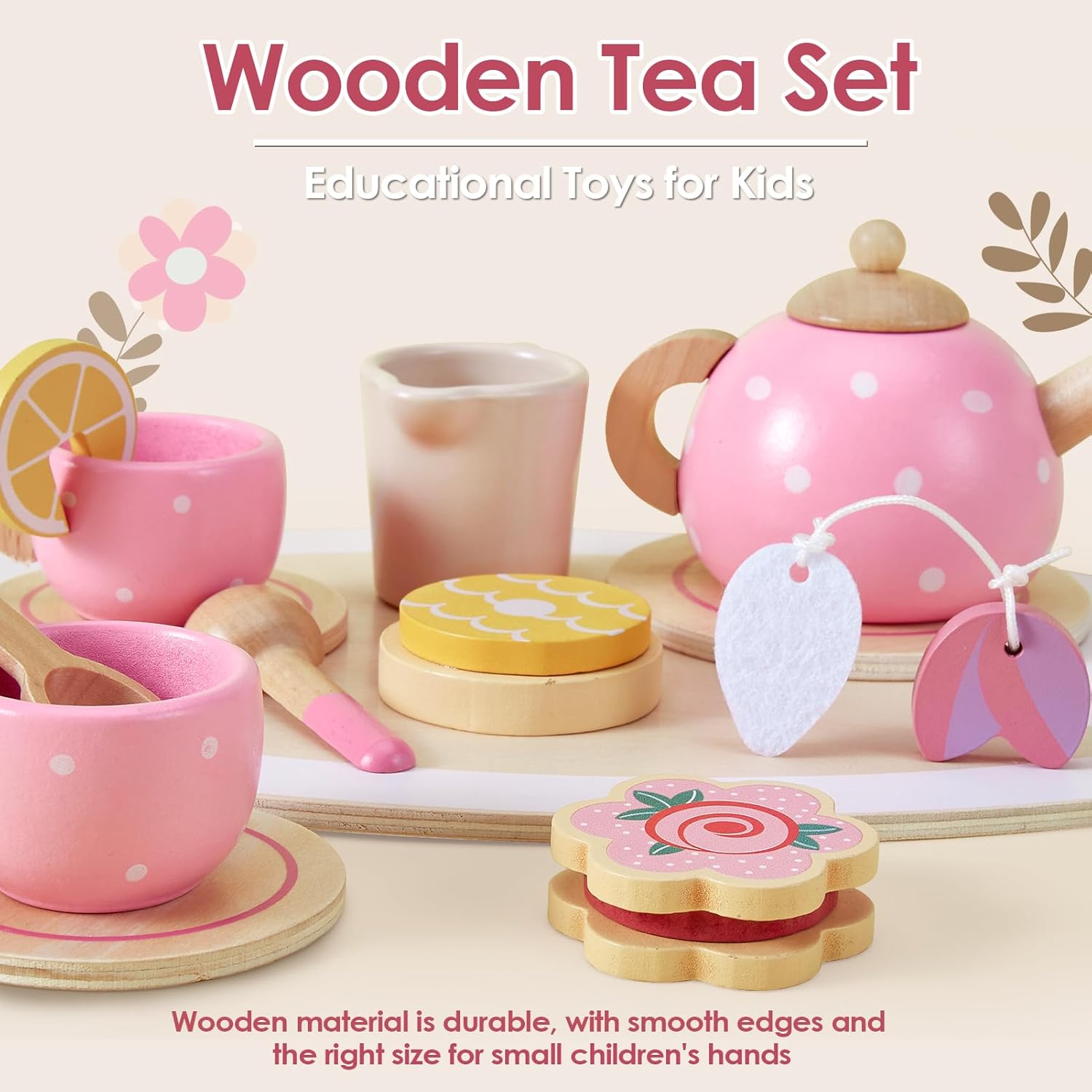 Thumbnail 3 de AOLEVA Wooden Afternoon Tea Set for Toddlers