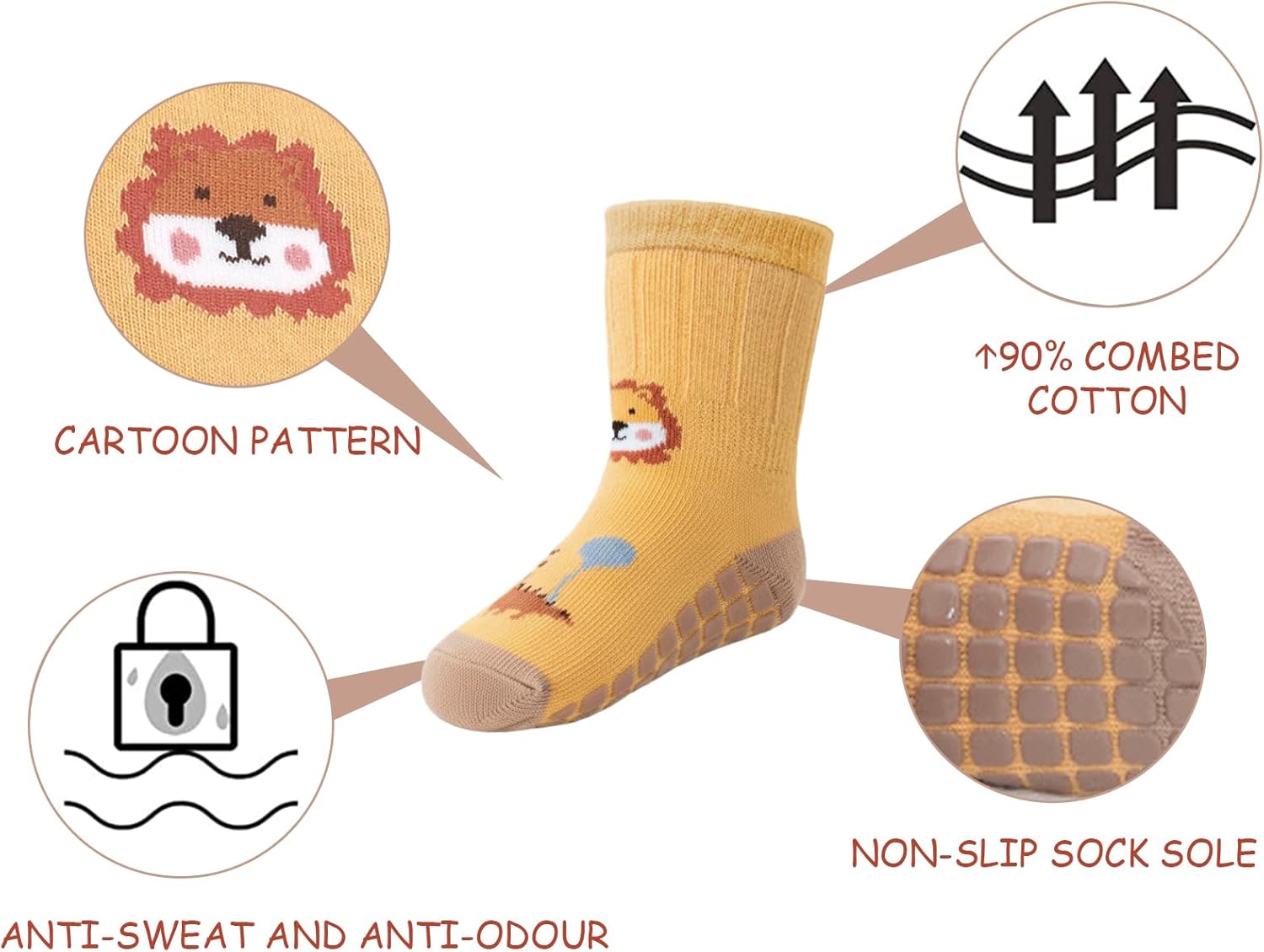 Thumbnail 3 de ZYUPHY Calzini antiscivolo bambino in cotone (5 paia) per neonati 0-5 anni