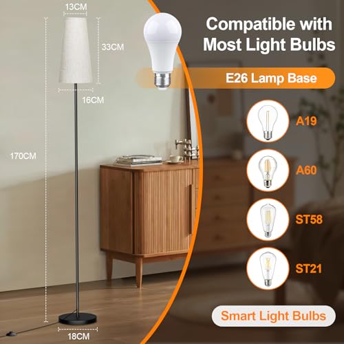 Thumbnail 5 de Wudyfei LED Floor Lamp, 67" Tall, Black – 9W Bulb with 3 Colour Temperatures