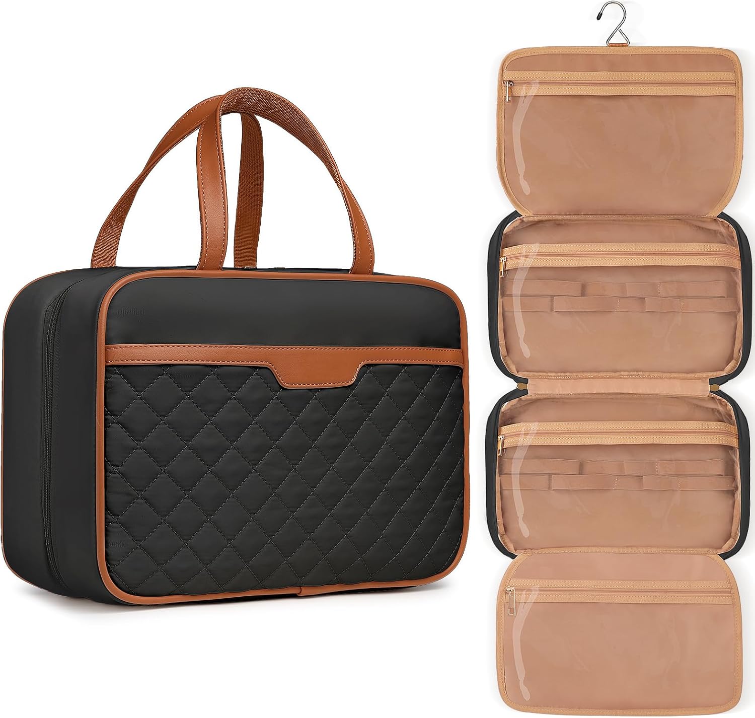 Detalle de Travel Toiletry Bag for Women Large Hanging Wash Organizer with 4 Compartments