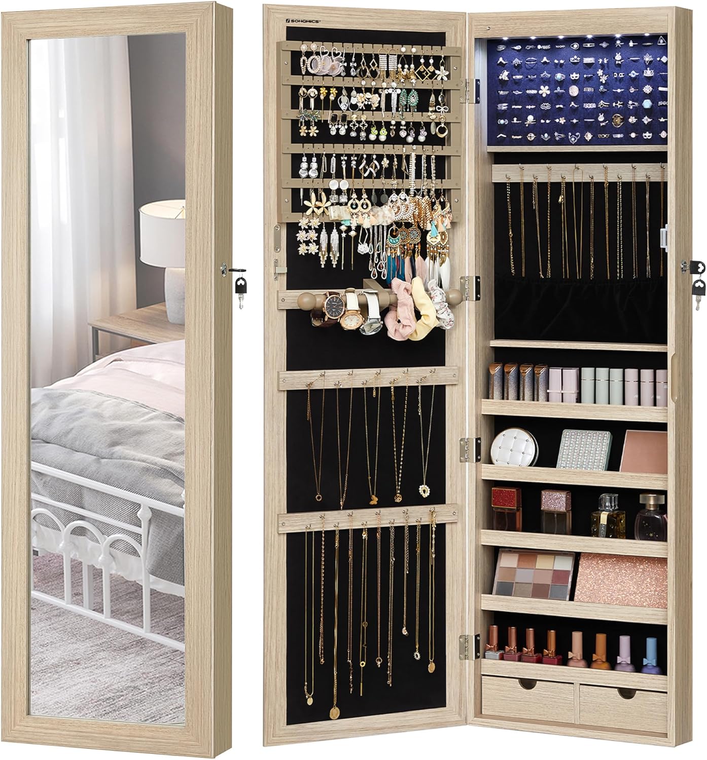 SONGMICS armoire à bijoux murale 120 cm