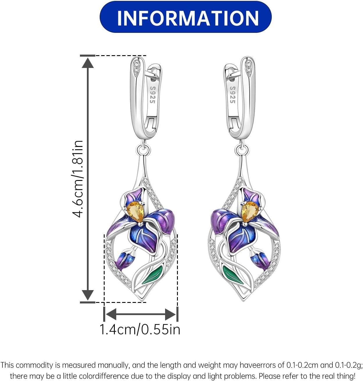 Detalle de NUJIFFY Ohrringe Silber 925 Hängend mit Zirkonia – hypoallergen, nickel- und bleifrei