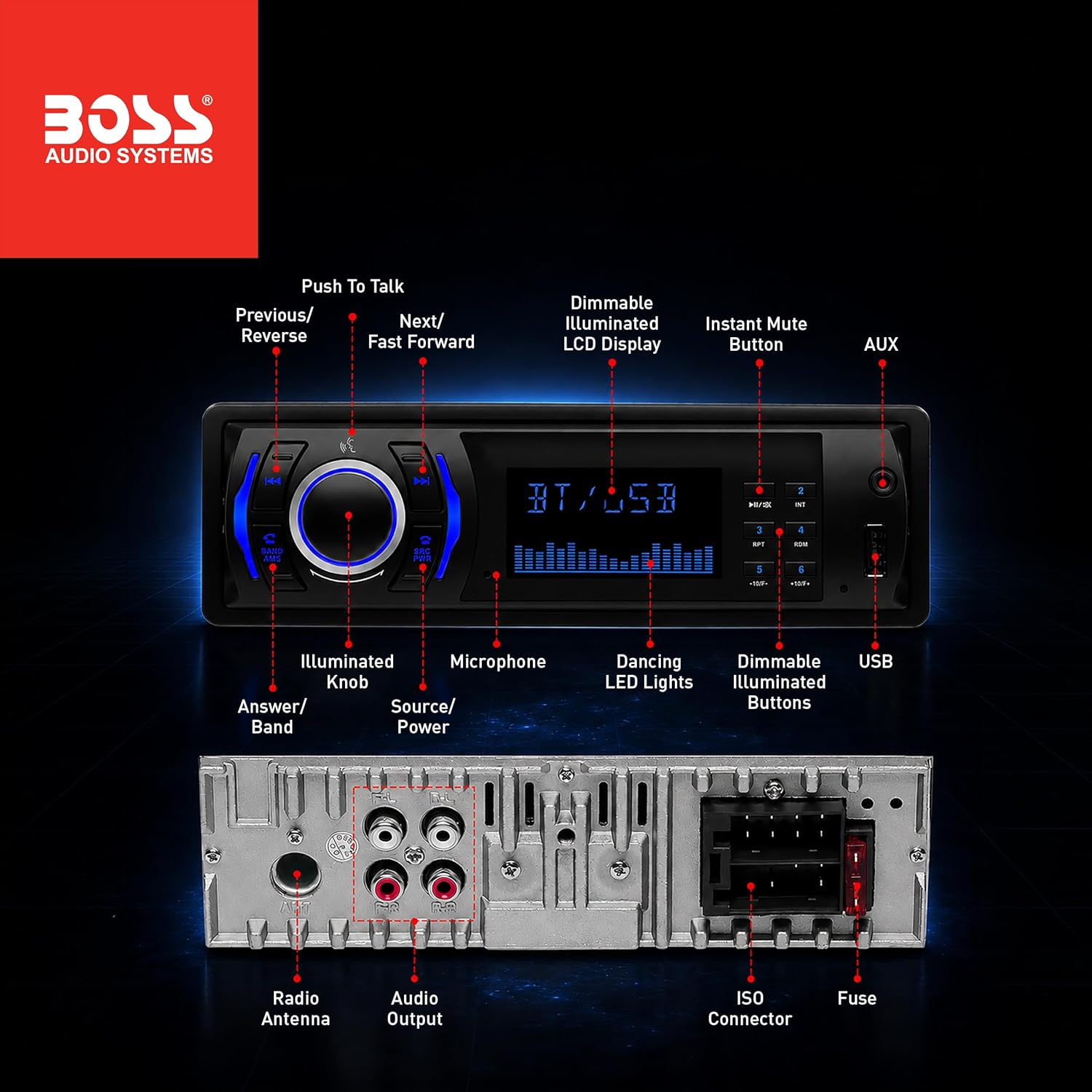 Thumbnail 2 de BOSS Audio Systems 616UAB Car Stereo with Bluetooth – Single DIN (No CD/DVD)