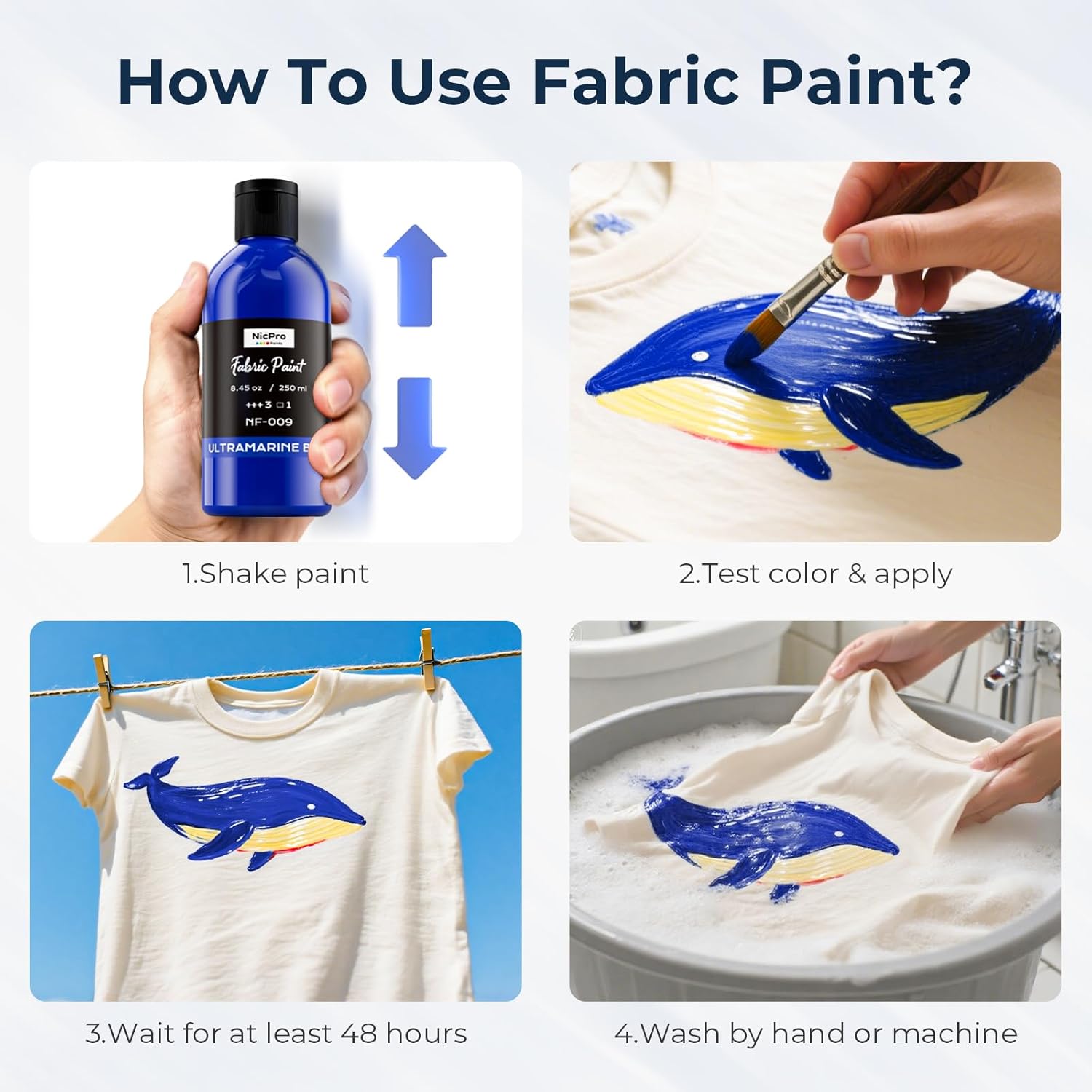 Thumbnail 3 de Nicpro Gold Fabric Paint (8.45 oz / 250 ml) – Permanent, soft non-toxic textile paint for DIY crafts