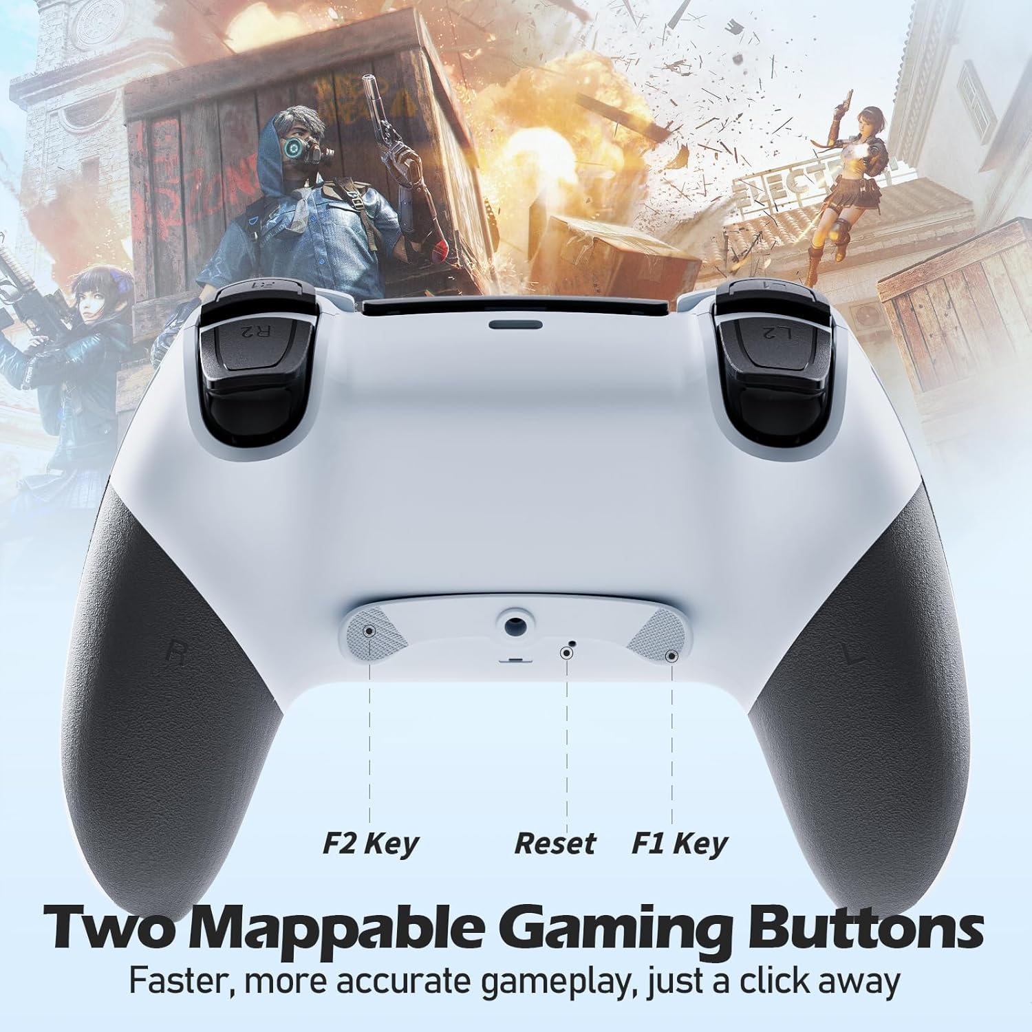 Thumbnail 4 de CHEREEKI Wireless PS4 Controller compatible with PS4 Pro / Slim / and PS-4 – with vibration, turbo and 3.5mm audio jack (White)