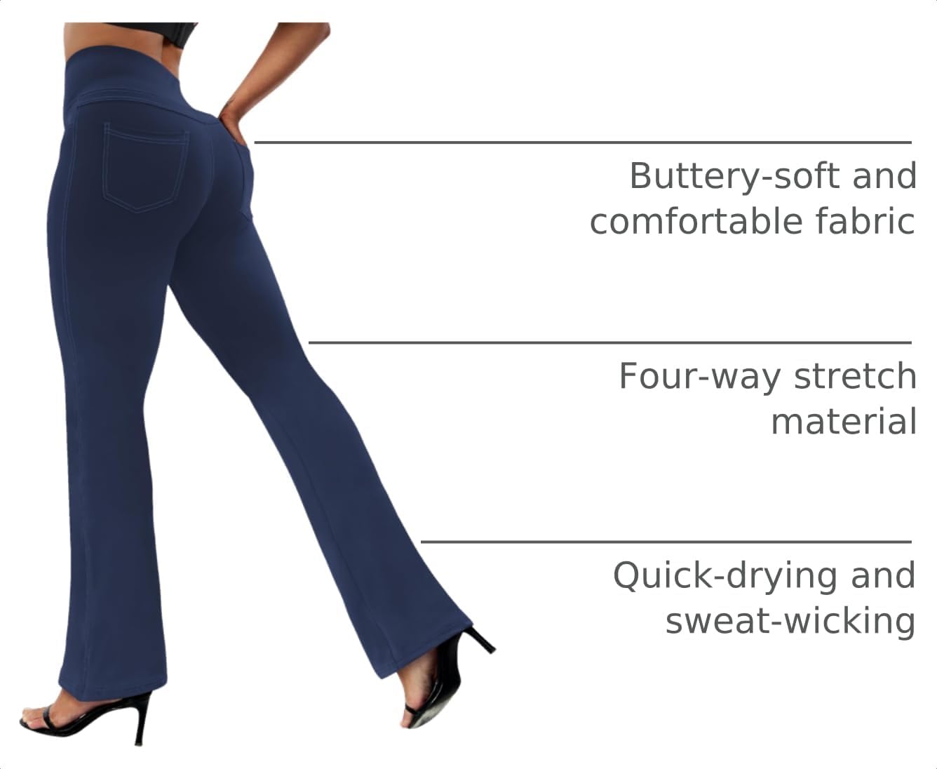 Detalle 2 de VOOVEEYA Women's Bootcut Leggings with Pockets: High-Waisted, Flare Yoga Pants