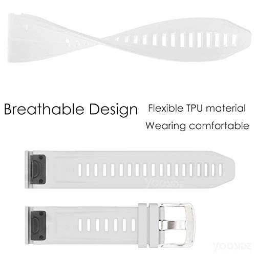 Detalle 2 de YOOSIDE 20mm Silicone Watch Strap, White, Quick Fit Replacement Band