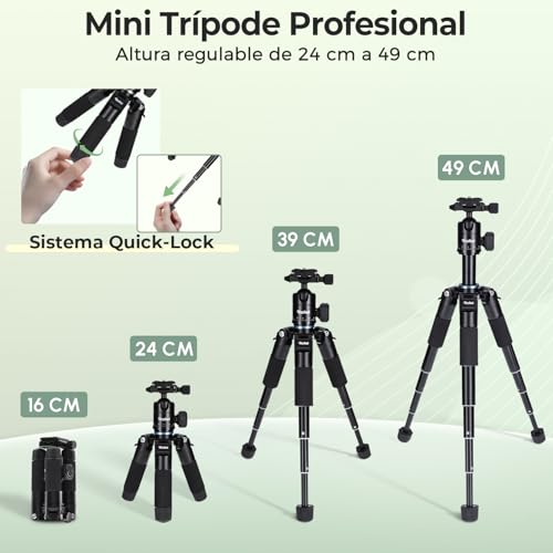 Detalle 2 de Rollei Compact Traveler Mini M1 Mini-Stativ 49 cm für Kamera
