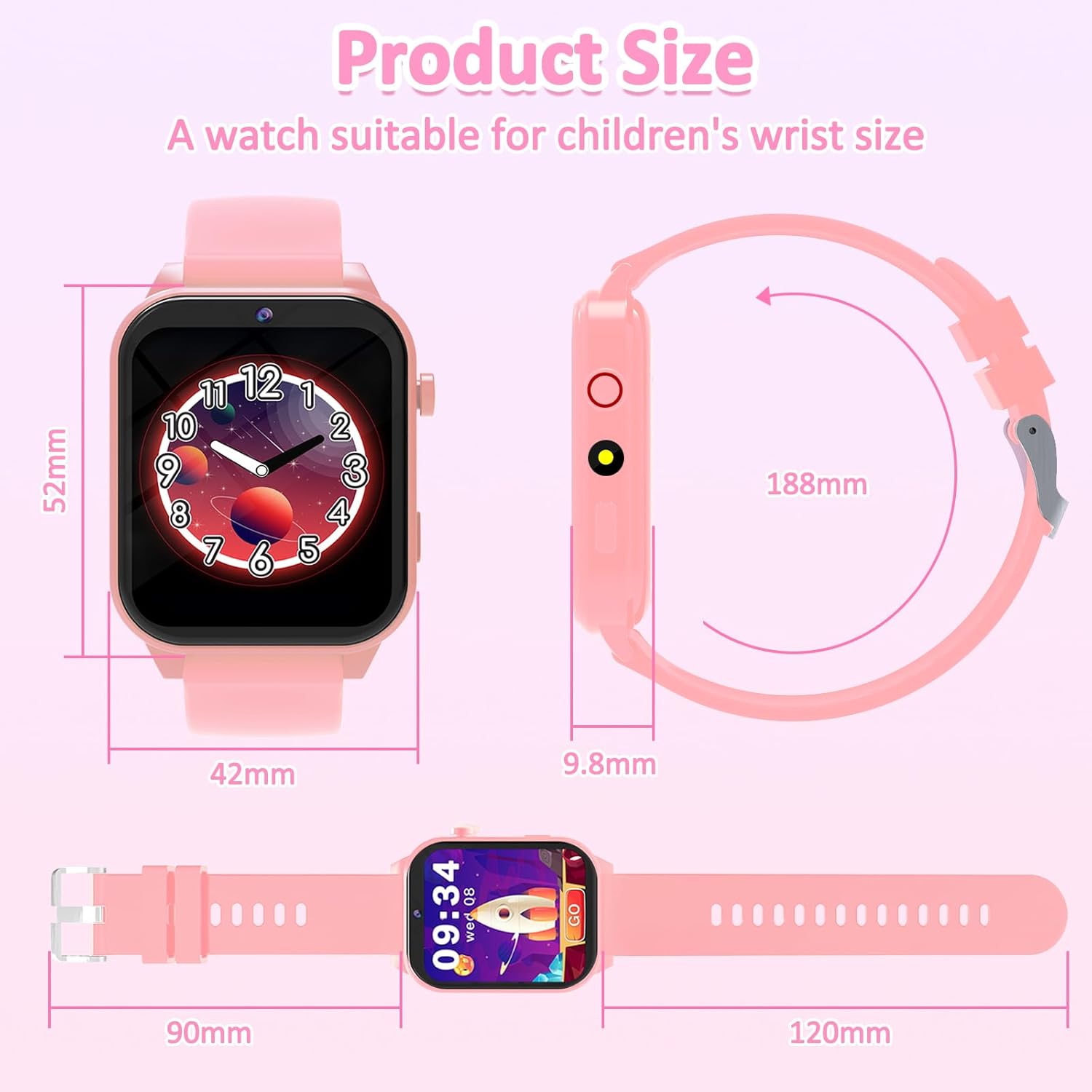 Thumbnail 6 de kaacly Kids Smart Watch for Girls & Boys (Pink) with DIY Face, Steps, Sleep Monitoring and Games