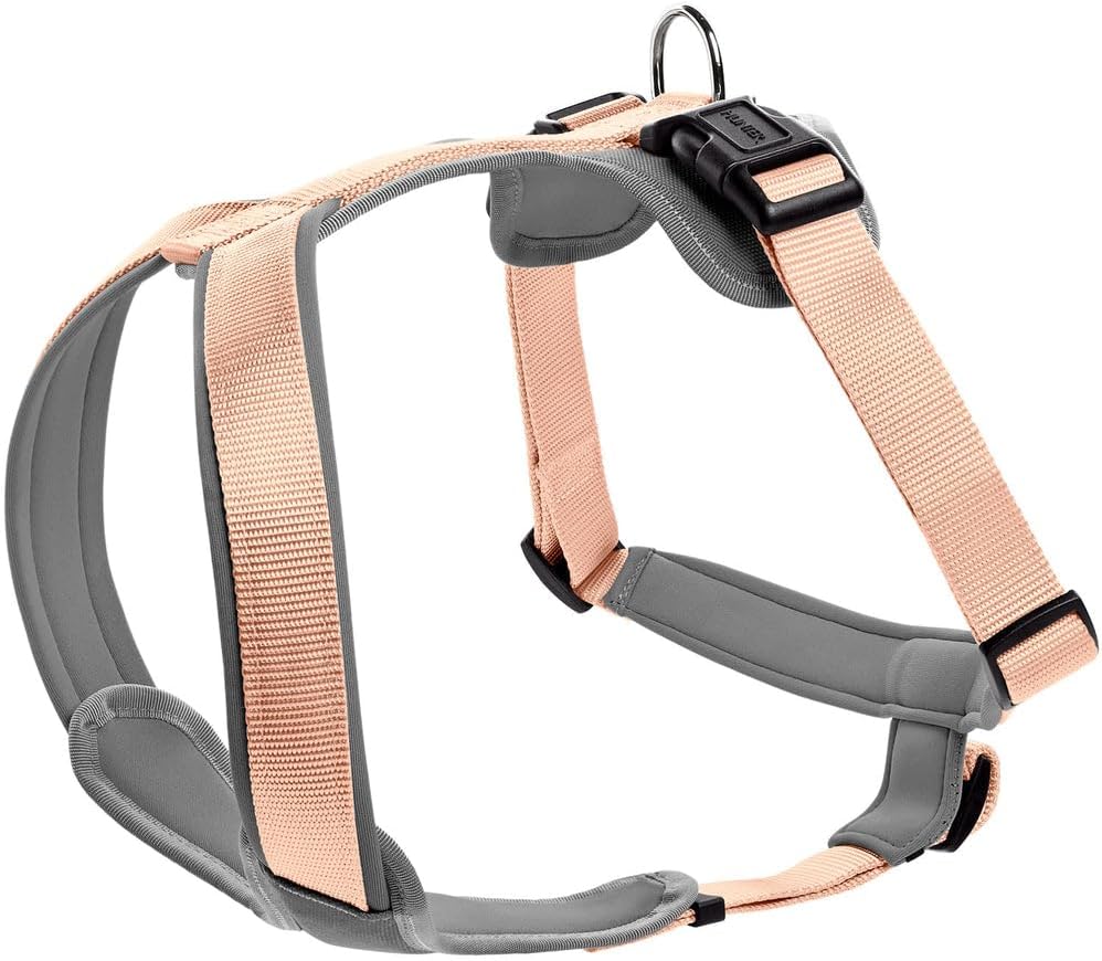 Detalle de HUNTER Hundegeschirr NEOPREN aus strapazierfähigem Nylon, pfirsich/grau – Größe S
