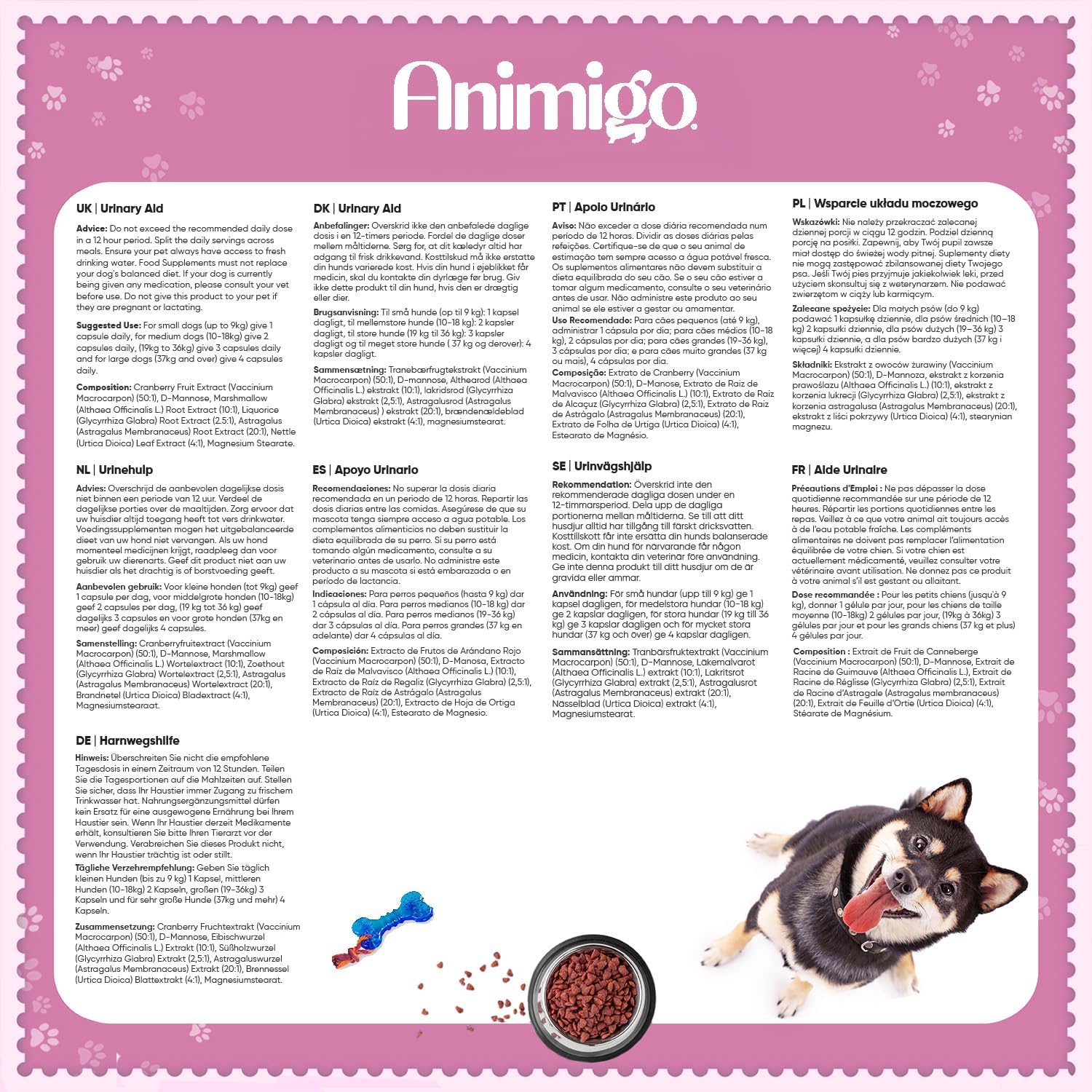Thumbnail 3 de Animigo Harnwegshilfe für Hunde – 120 Kapseln mit Cranberry, D-Mannose und Kräuterextrakten