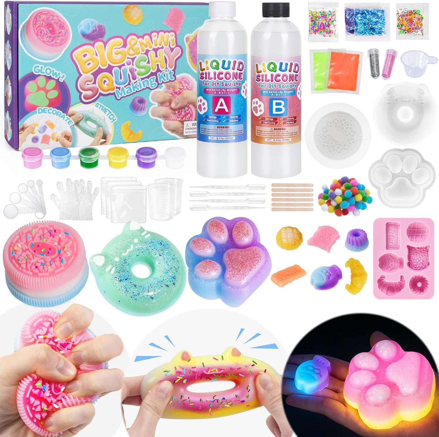 Detalle de Highttoy 968SM4 – zestaw do tworzenia squishy, silikon 480 ml i świecące dodatki
