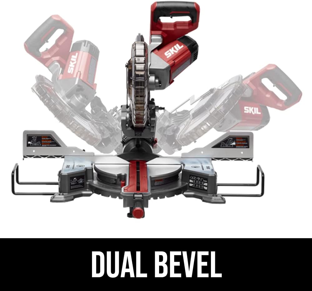 Detalle de SKIL MS6305-00 10-Inch Dual-Bevel Sliding Miter Saw with LED Shadow Line
