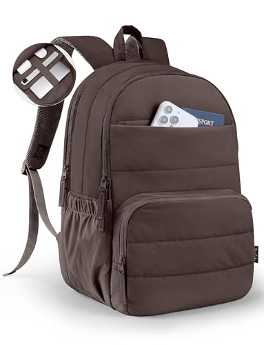 Detalle de Uselike Travel Backpack for Women, 15.6 Inch Laptop Backpack, Quilted 18L Water-Resistant Daypack (Dark Brown)