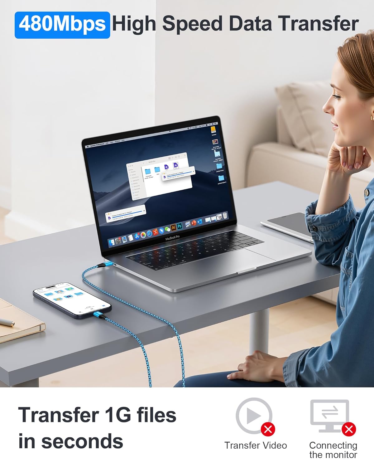 Detalle de AILKIN 100W USB C Cable 6ft ๐
