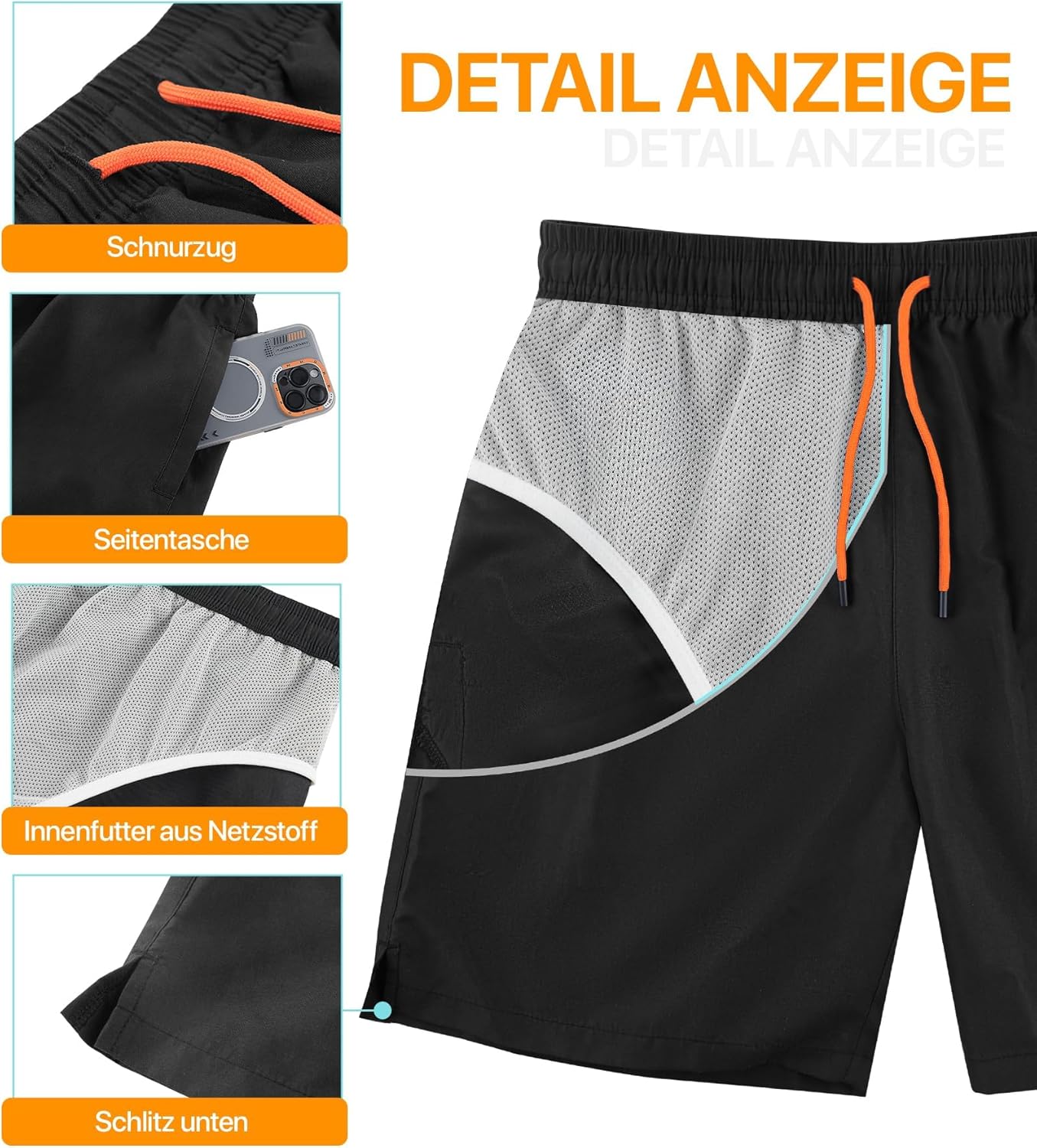 Thumbnail 2 de SIHOHAN Herren-Badehose Schnelltrocknend mit Meshfutter und Tunnelzug – wasserdichte Boardshorts