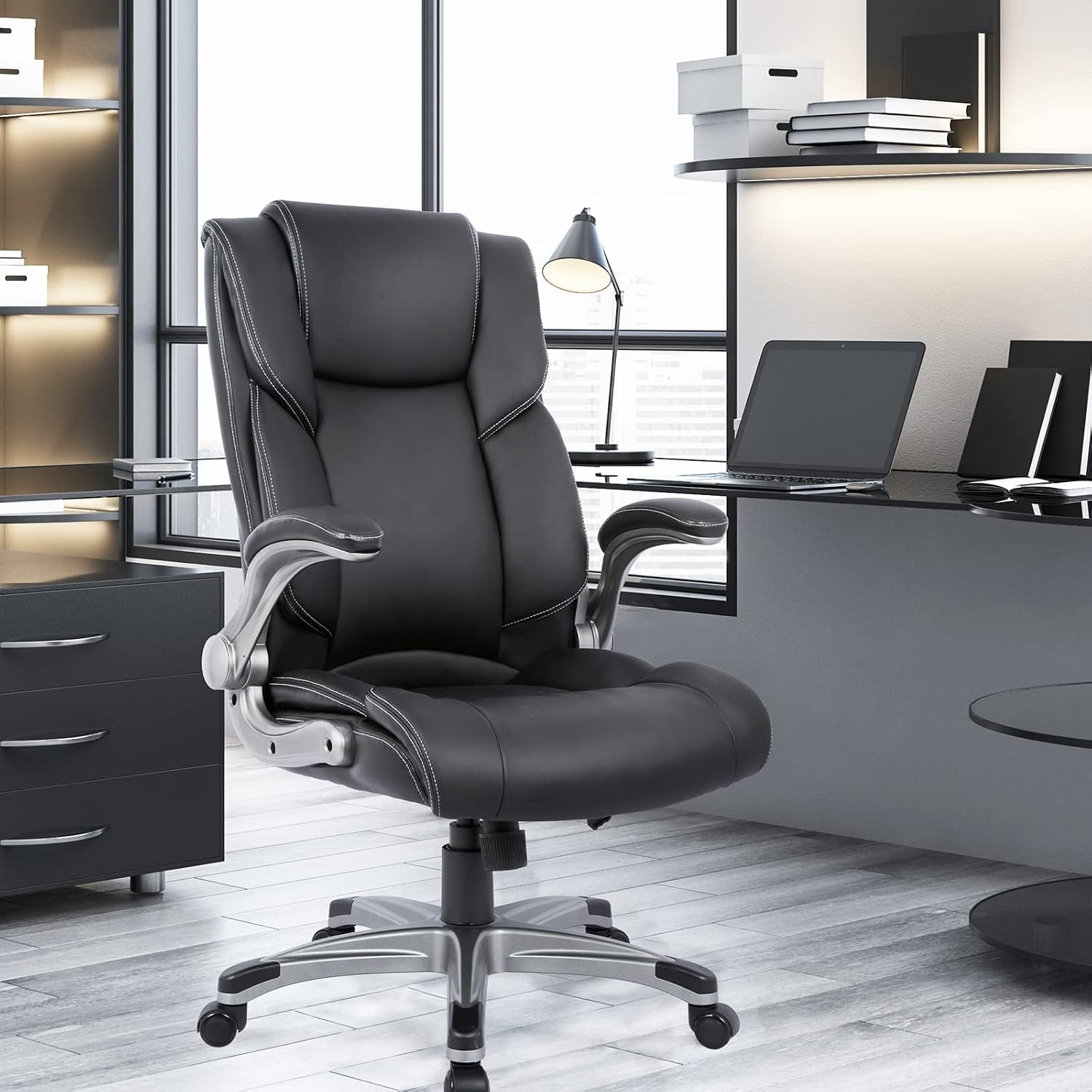 Detalle 2 de COLAMY High Back Executive Office Chair, Bonded Leather, Inflatable Lumbar Support