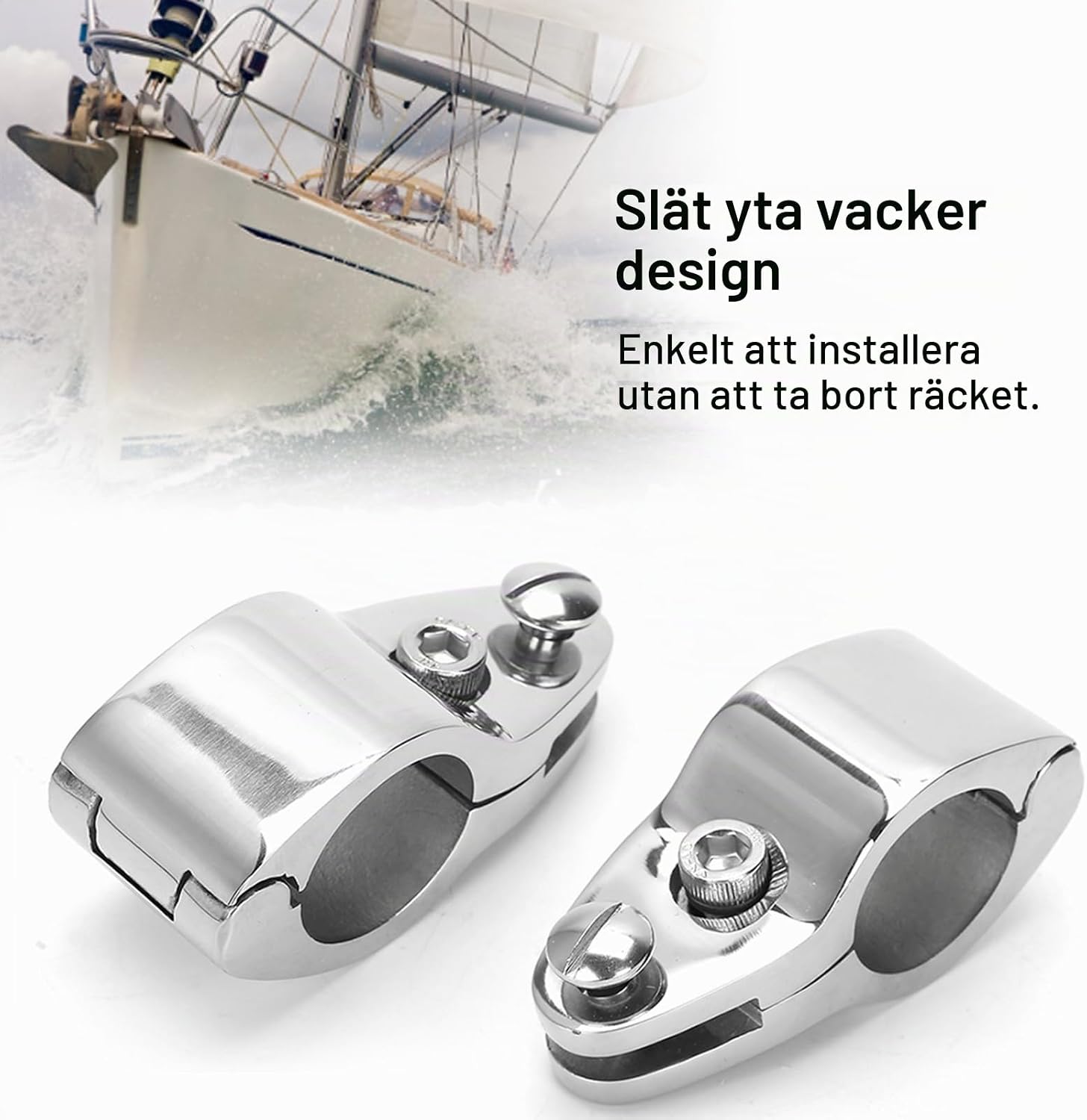 Detalle de EBTOOLS 25 mm käftslide för bimini i 316 rostfritt stål, 2-pack