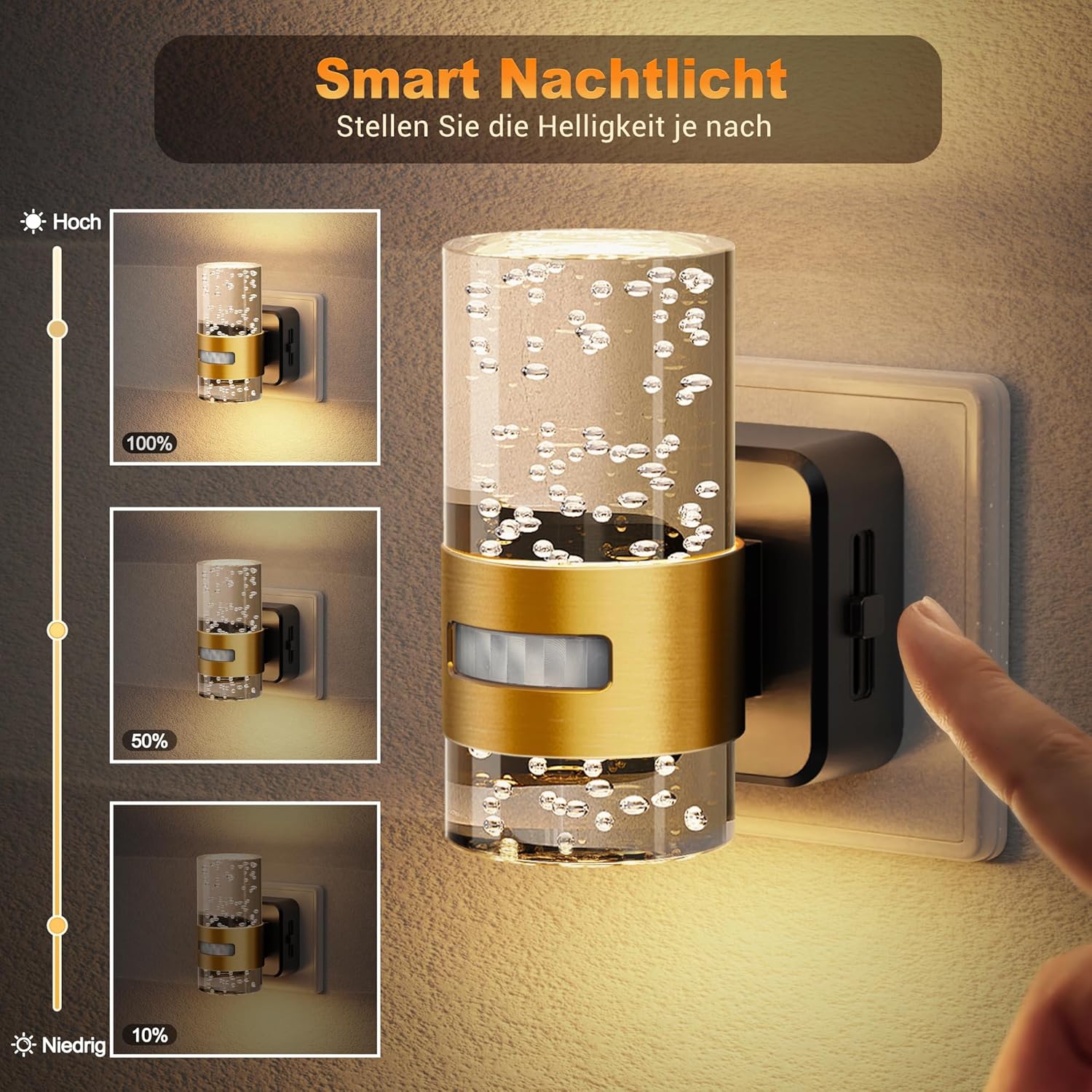 Thumbnail 4 de JandCase Nachtlicht Steckdose mit Bewegungsmelder – 3 Modi, 0–100 lm, 3000K