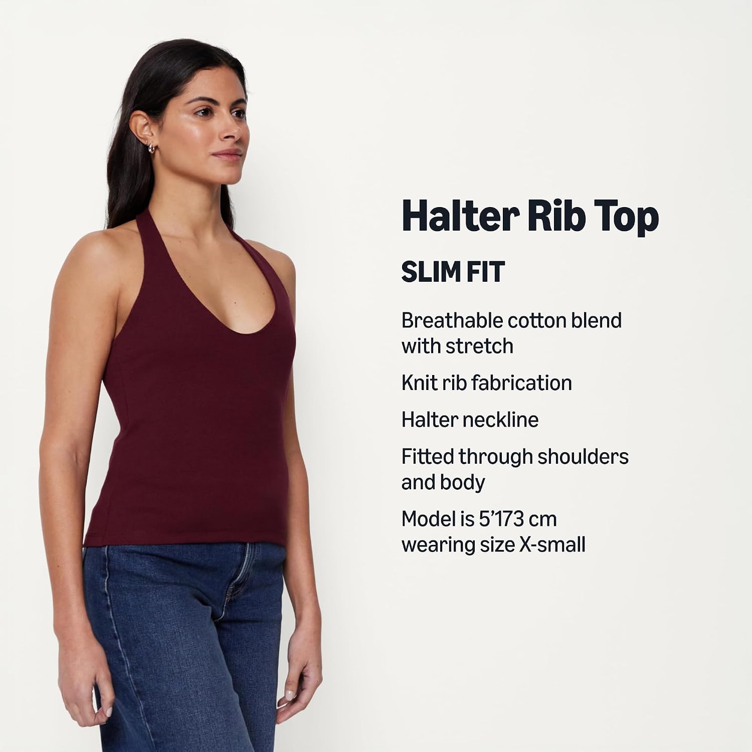 Detalle de Amazon Essentials Women's Slim-Fit Ribbed Halter Top