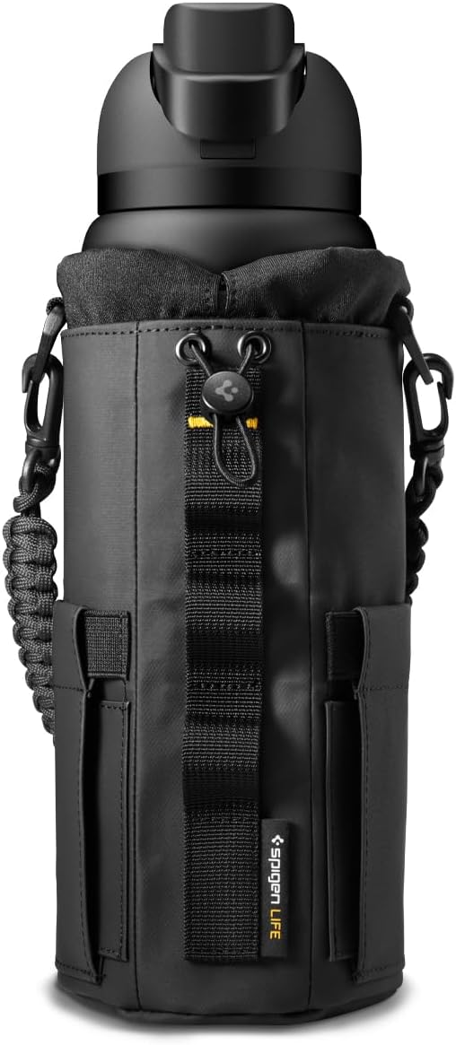 Detalle de Sac-Bouteille Sport magnétique Spigen Life LF500 (20-40 oz) avec compartiment téléphone et bandoulière – Noir