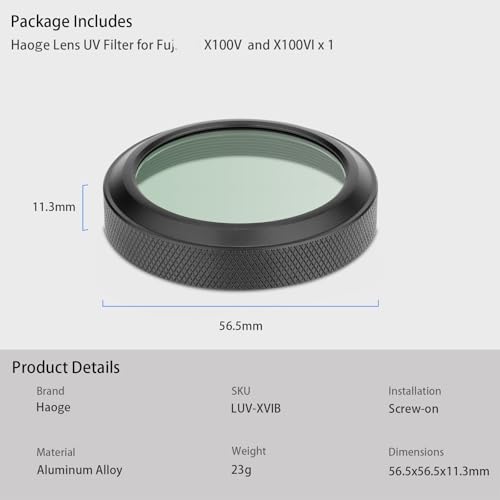 Thumbnail 8 de Haoge Kamera Objektivschutz HD Filter für Fujifilm X100V / X100VI – wasserdichter UV/MC-Filter mit integriertem Adapterring