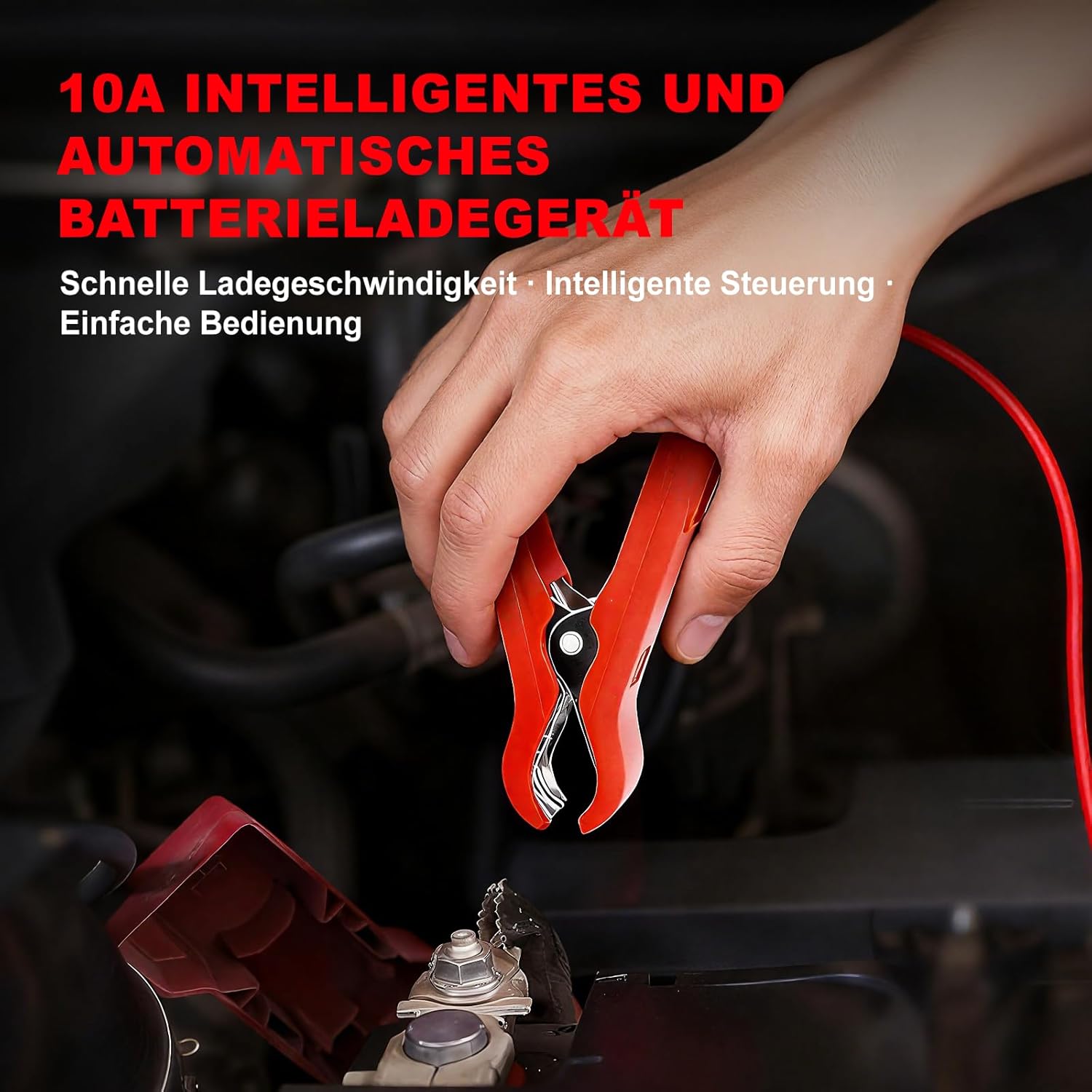 Thumbnail 6 de YDBAO Autobatterie-Ladegerät 10A 12V Smart – vollautomatisches KFZ-Ladegerät mit LCD, Temperaturkompensation & Reparaturmodus