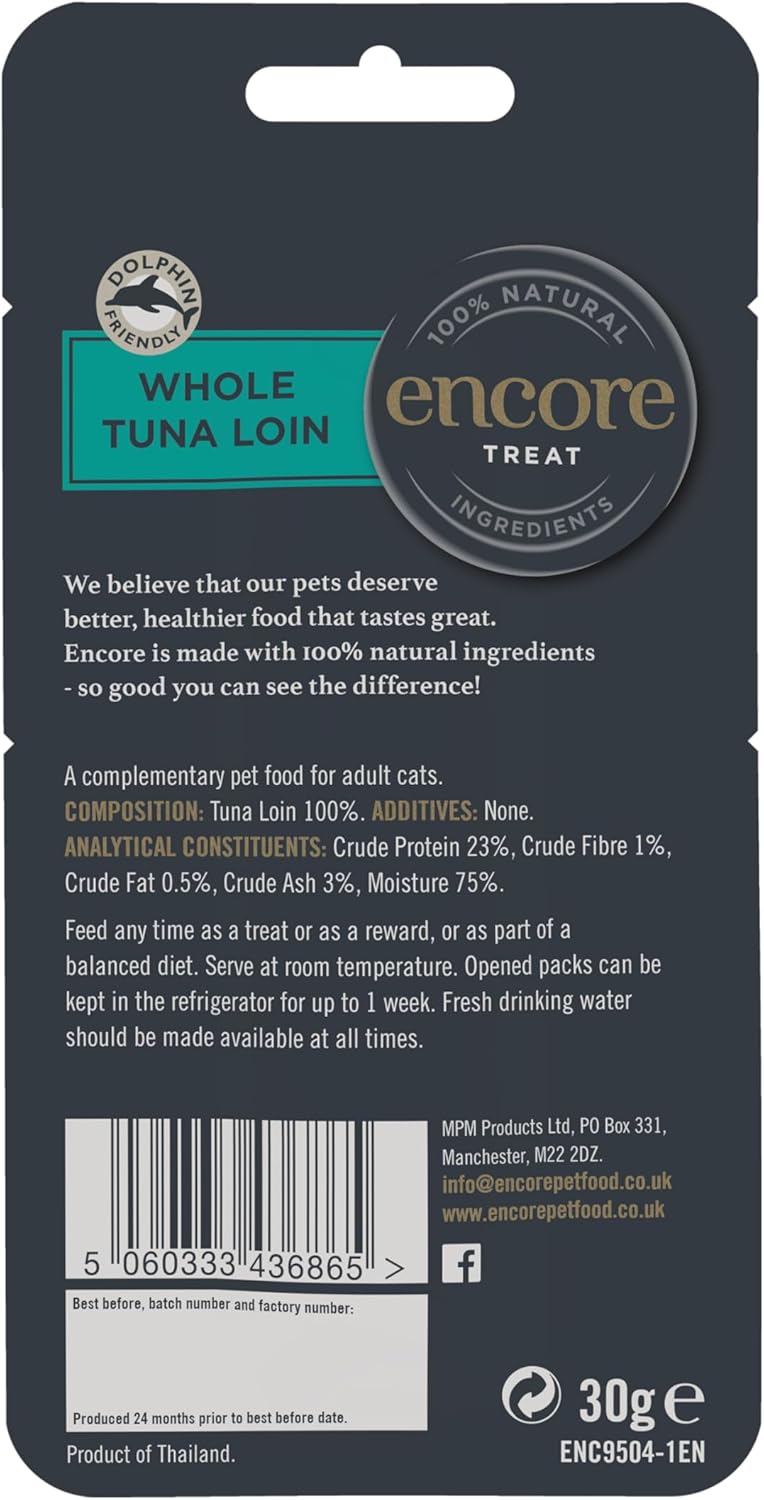 Detalle 2 de Encore - Cibo umido per gatti 100% naturale con tonno intero, confezione da 12 sacchetti da 30 g