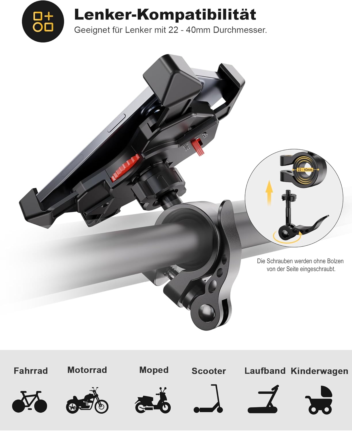 Detalle 2 de Grefay Fahrrad Handyhalterung Universal 3,5–6,5 Zoll