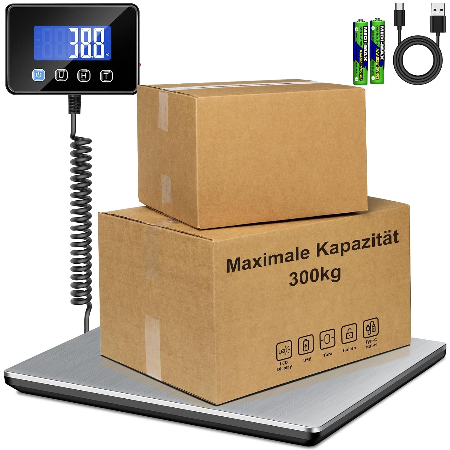 Detalle de RAOYAN Paketwaage 300 kg mit 20 g Genauigkeit