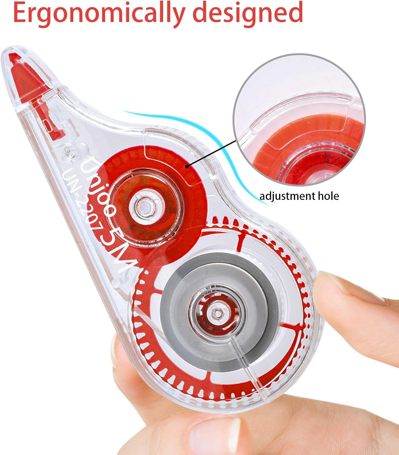 Detalle de Unjoo Correction Tape, 12-Pack with Red Applicators and 5 m Tape