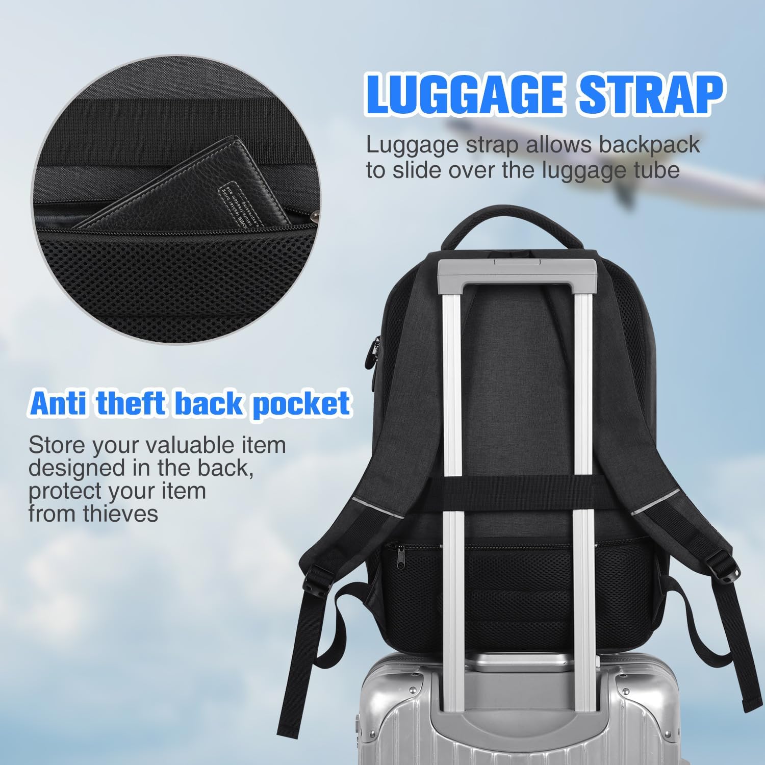 Thumbnail 4 de Paude Backpack for Men and Women – 35L Water-Resistant Laptop Backpack with USB Port (Fits 15.6 inch) for School, Travel, and Business