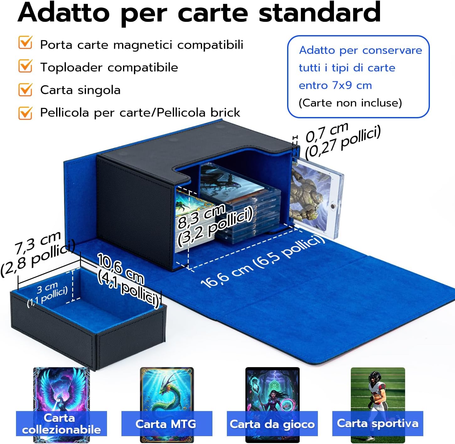 Thumbnail 4 de Tolesum Commander Deck Box: dopio porta mazzo in pelle PU, 22+ carte, box per dadi e ampia capacità