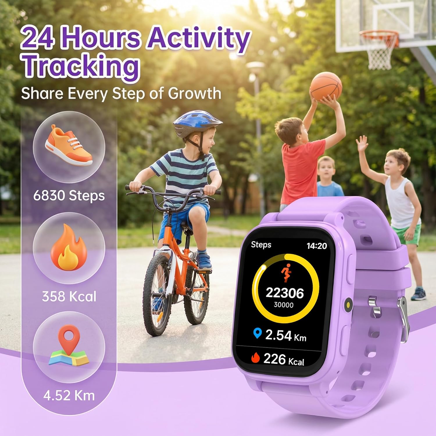 Thumbnail 4 de Tzzulsx Kids Smart Watch: Standalone Fitness Tracker with 1.83" HD Screen, IP68, 18 Games