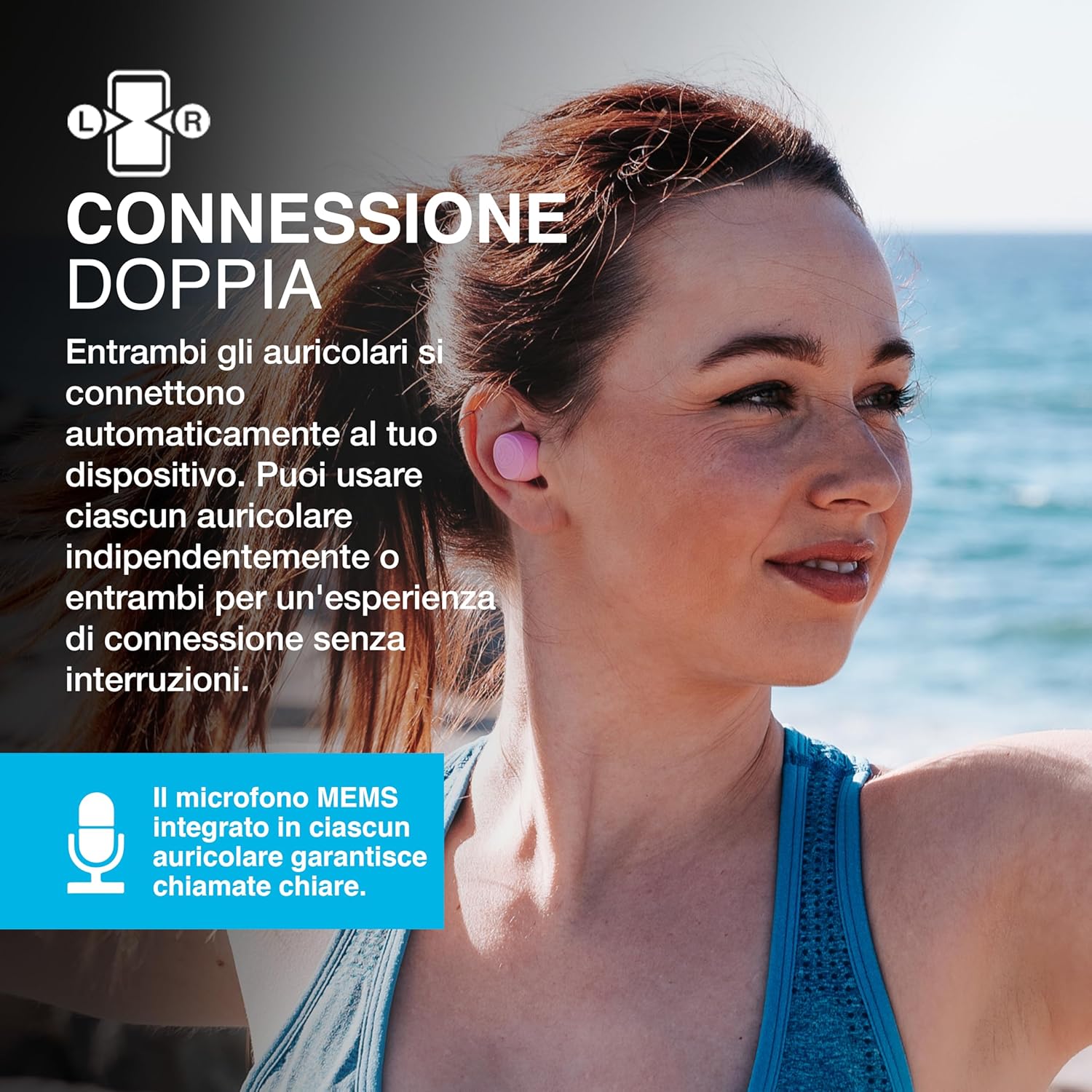 Thumbnail 3 de JLab Go Air Pop+ cuffie Bluetooth True Wireless In-Ear rosa, autonomia fino a 35+ ore