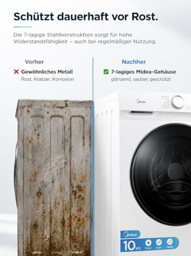 Thumbnail 3 de Midea Waschmaschine MFV5EW100WBA30 – 10 kg, BLDC Inverter, A-30% Energieeffizienz, Steam Wash