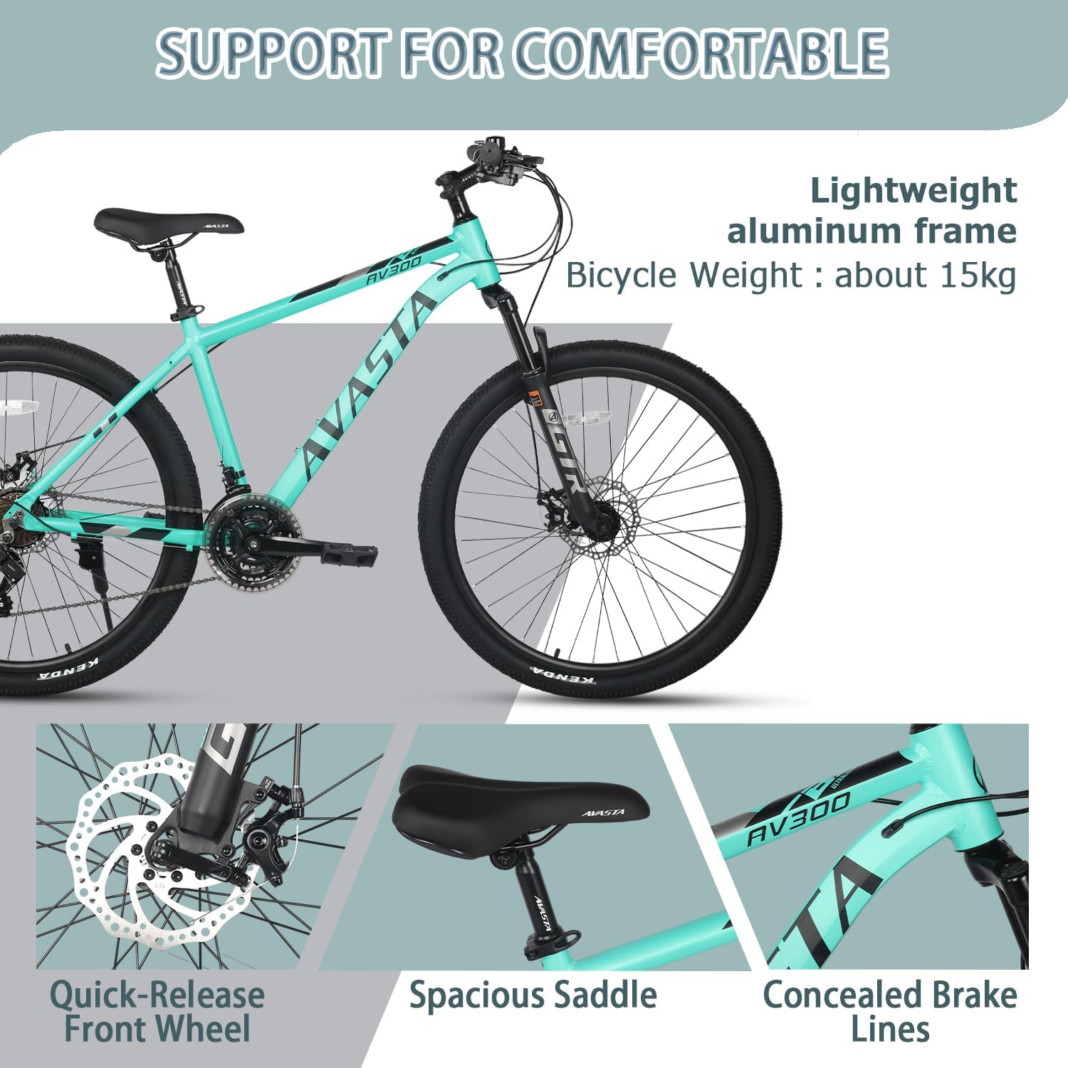 Thumbnail 4 de AVASTA AV300 Adult Mountain Bike, 21-Speed, Aluminum Frame, Dual Disc Brakes