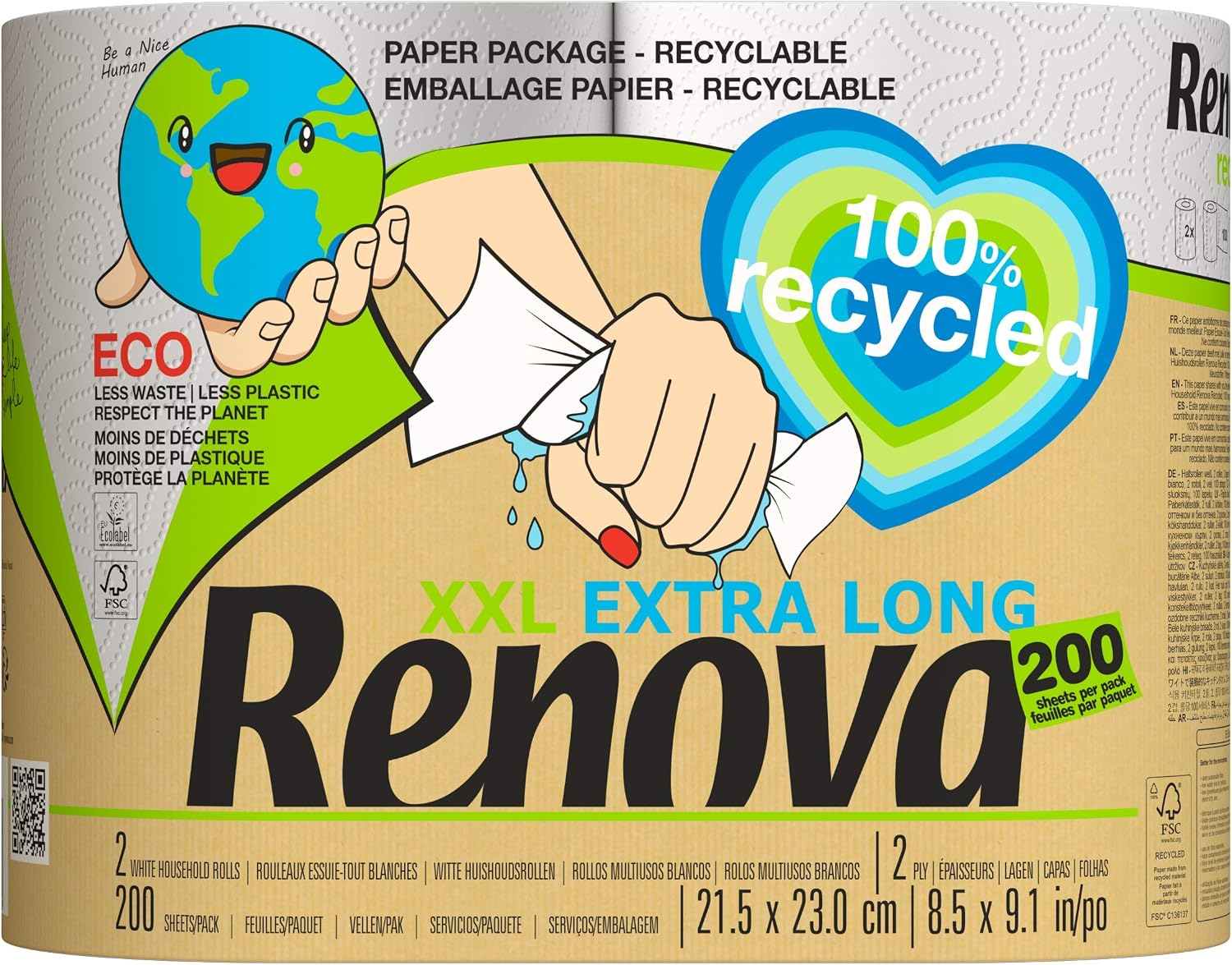 Detalle 2 de Renova Rollos de Cocina Recycled ♻️, 2 Rollos Ecológicos