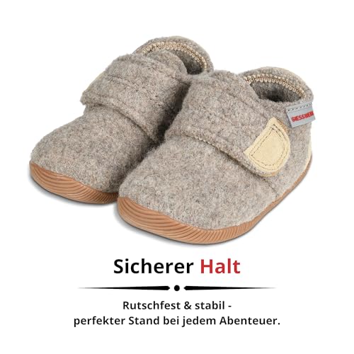 Detalle 2 de Giesswein Oberstaufen Slim-Fit Kinderhausschuhe aus Schurwolle mit Klettverschluss
