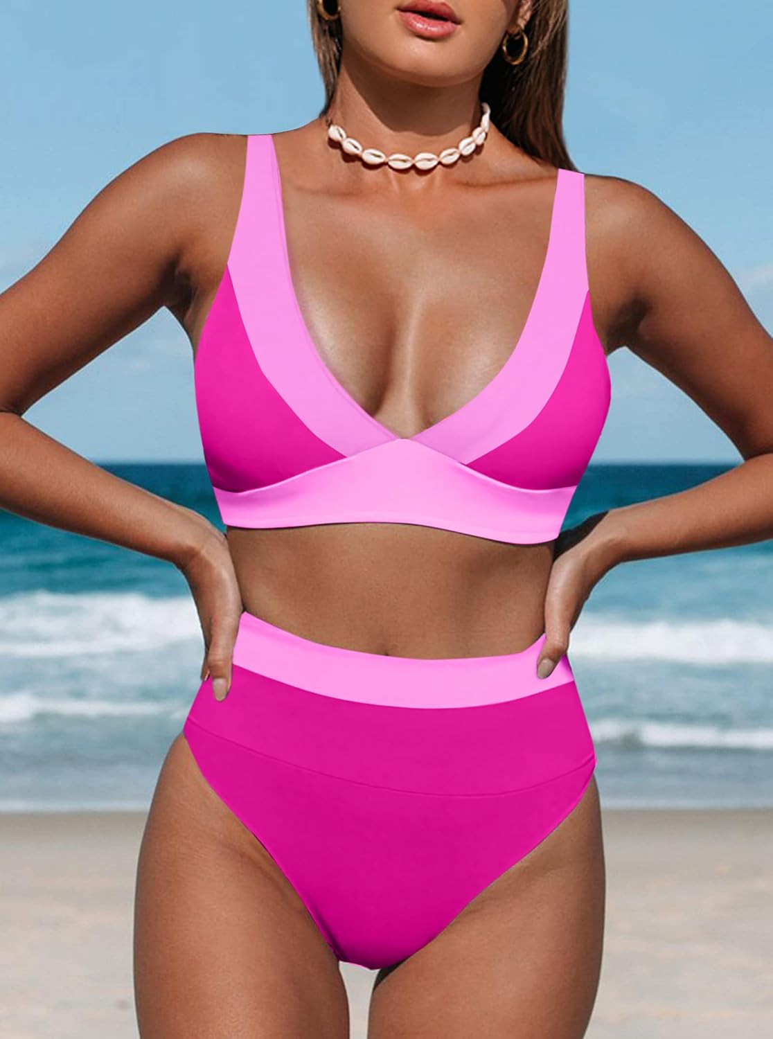 Thumbnail 1 de Hilinker Women's Leopard Bikini Swimsuits: V Neck, High Waisted 2-Piece